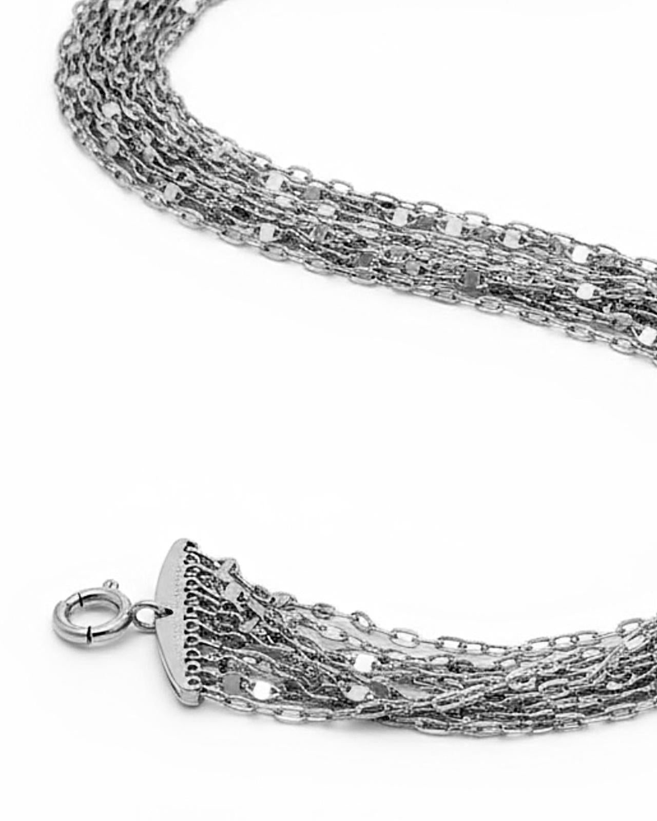 Colar Cascata com Brilho em Prata Branca