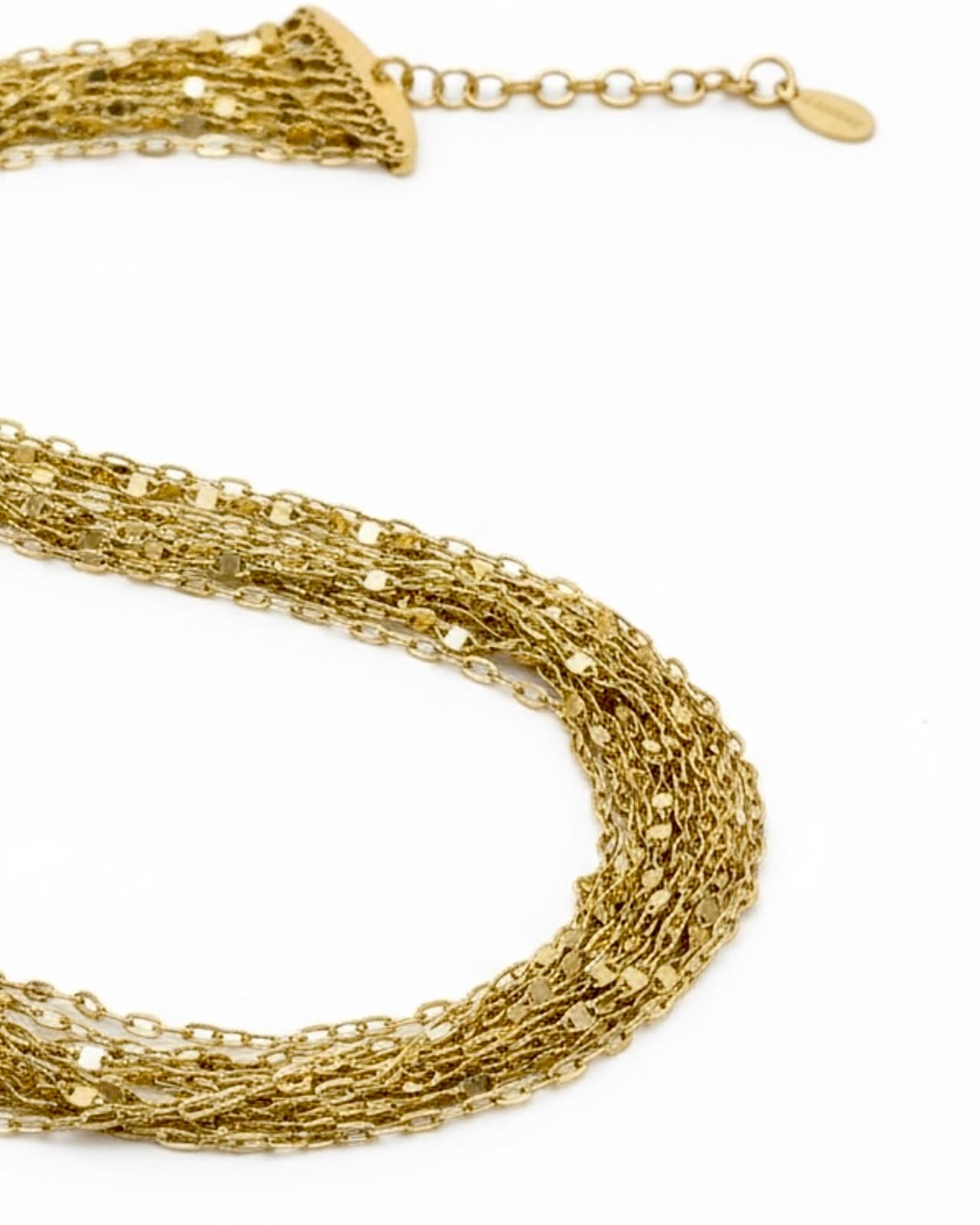 Colar Cascata com Brilho em Prata Dourada