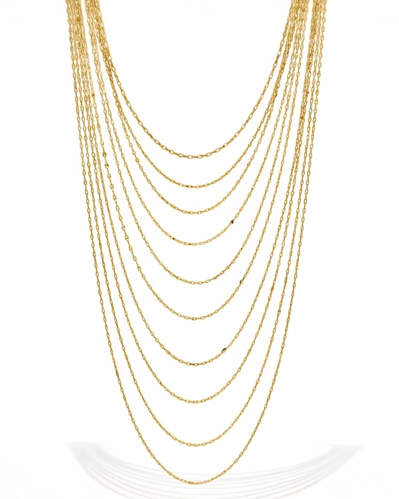 Colar Cascata com Brilho em Prata Dourada