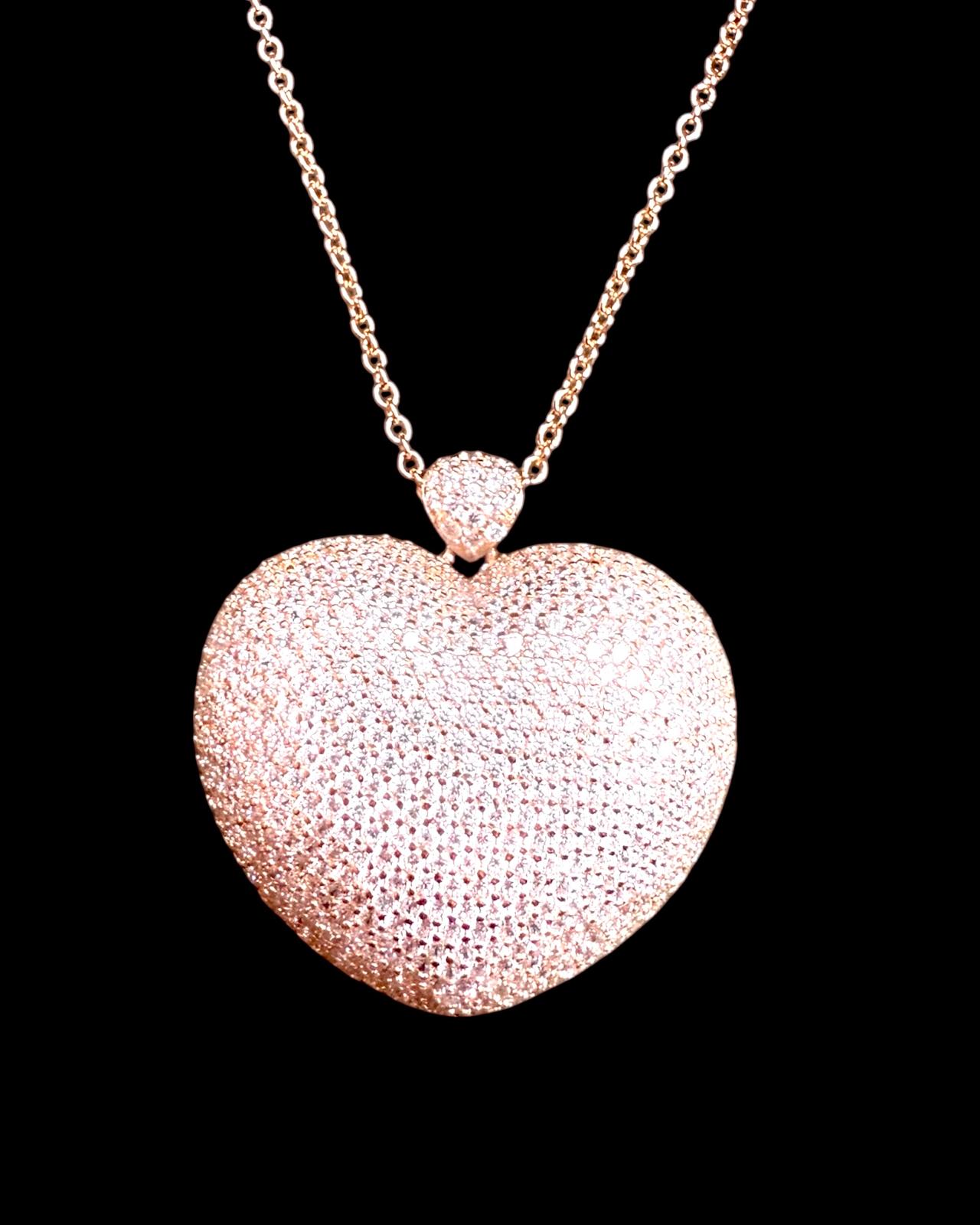 Colar Coração Brilhante em Prata Rosa
