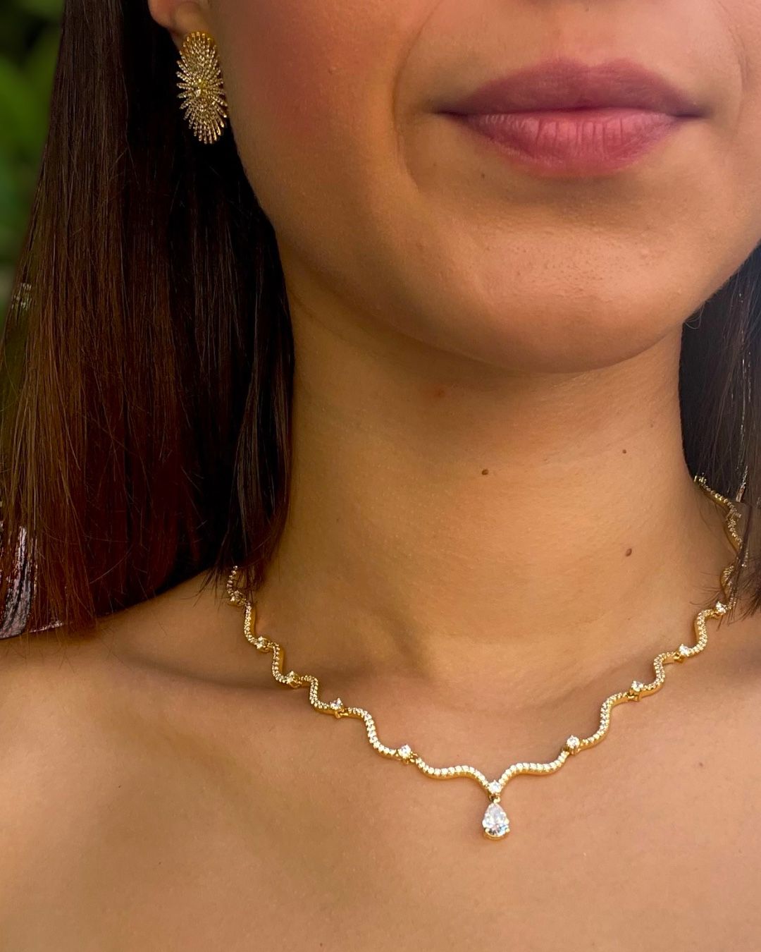Colar Encanto com Gota em Prata Rosa