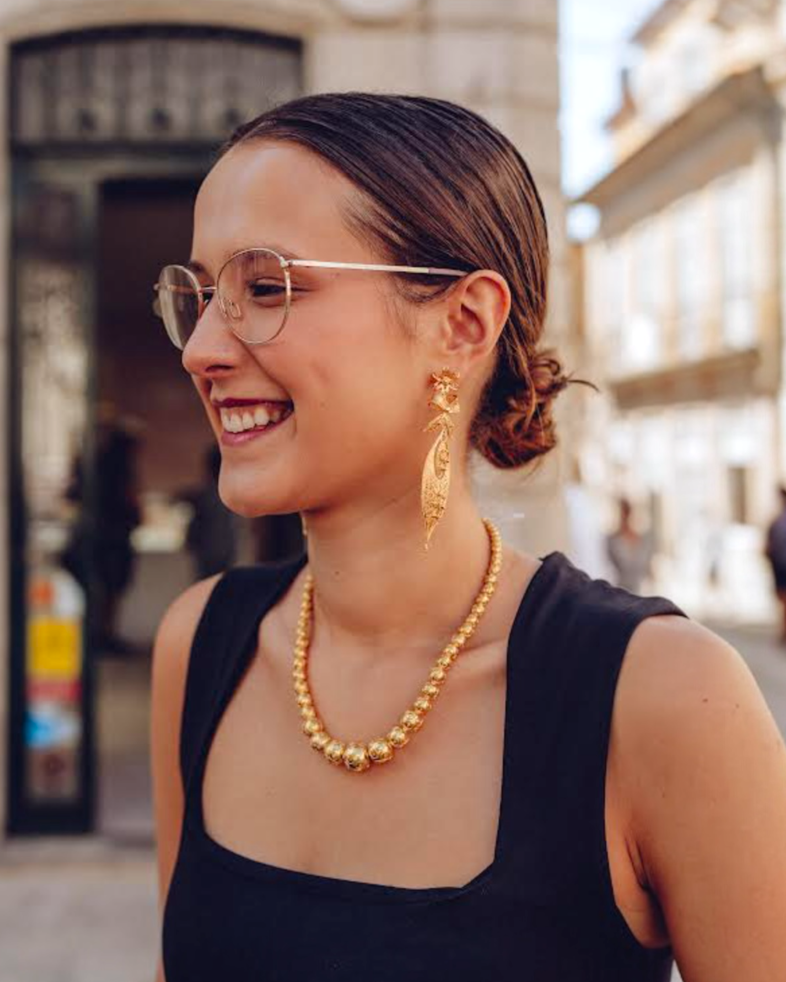 Gold Plated Silver Bead Necklace