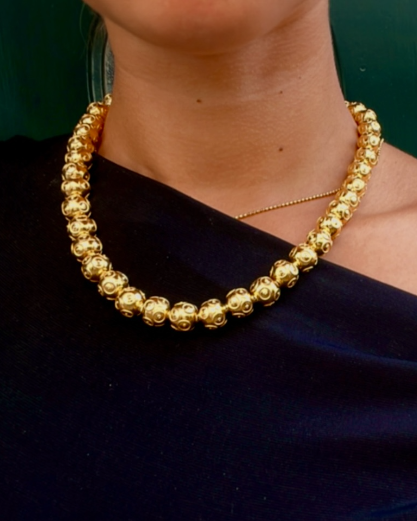 Viana Beads Necklace in Gold Plated Silver