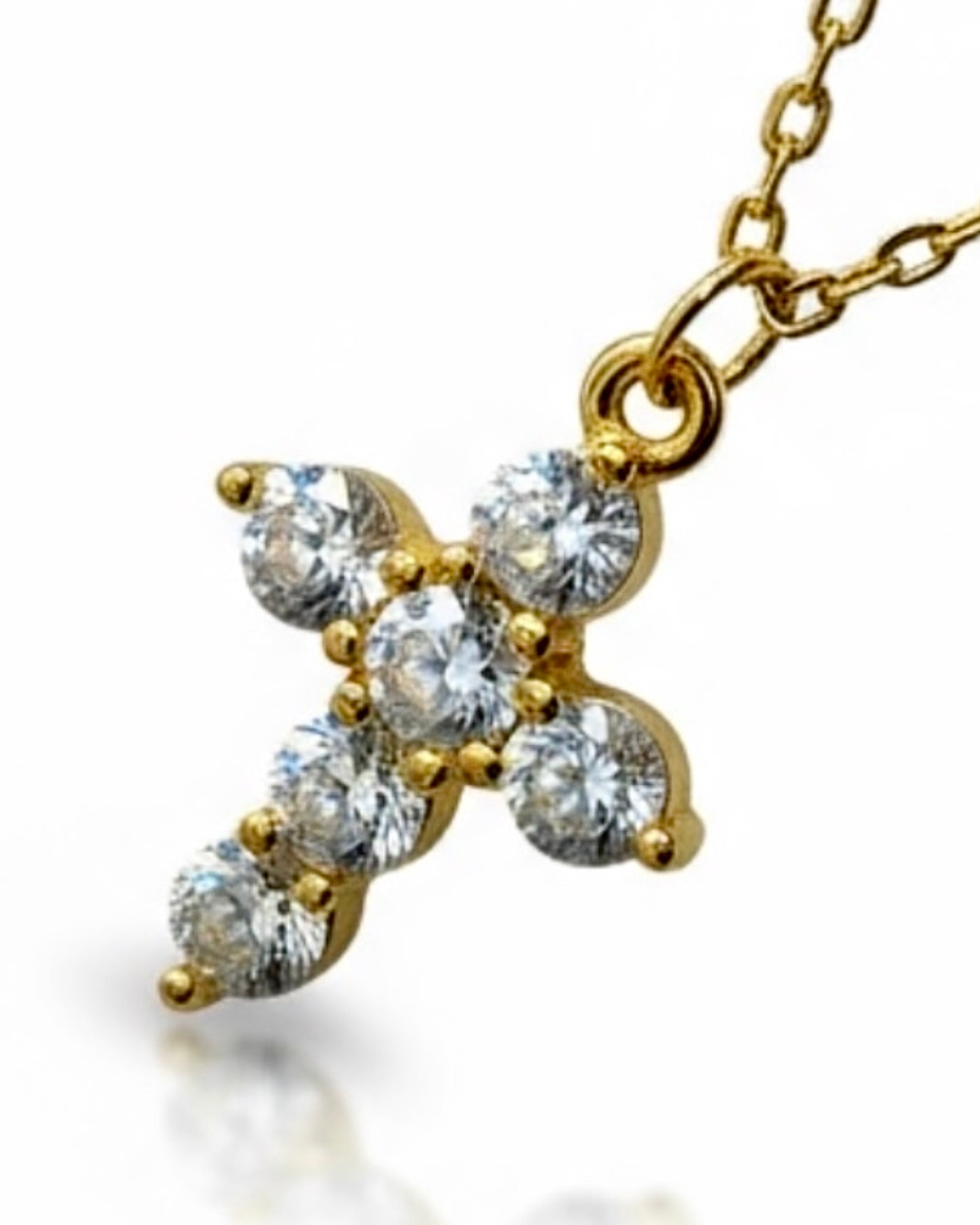 Colar Cruz em Prata Dourada