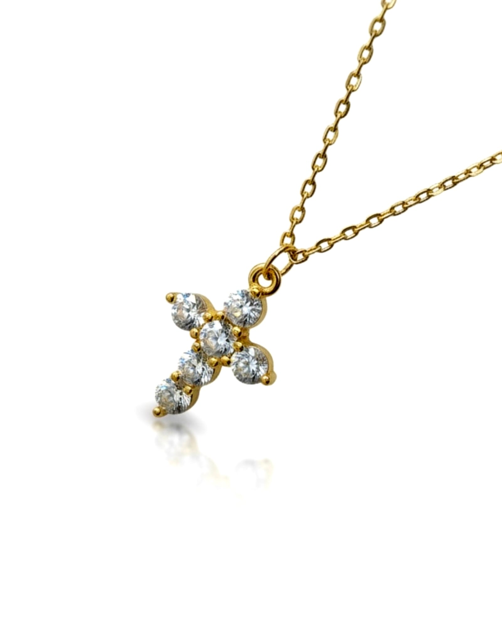 Colar Cruz em Prata Dourada