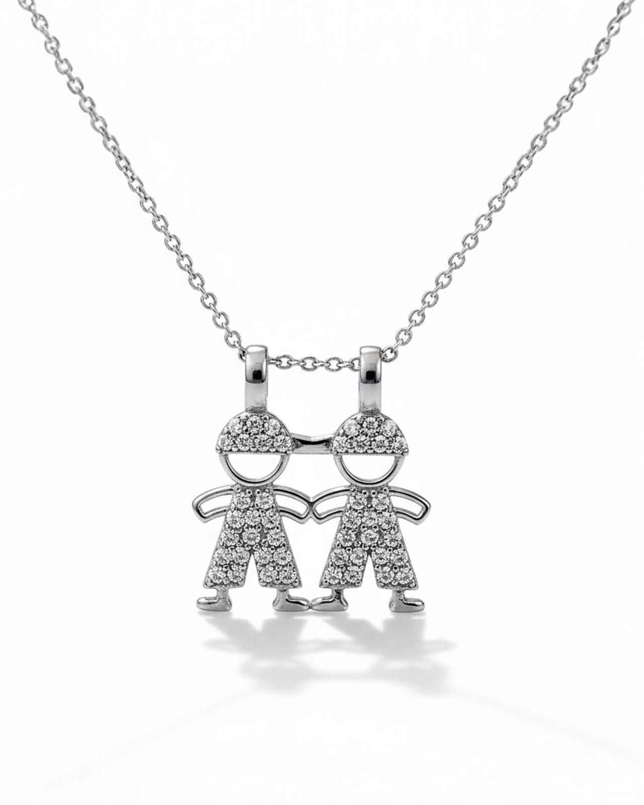 Necklace with Two Boys in Silver