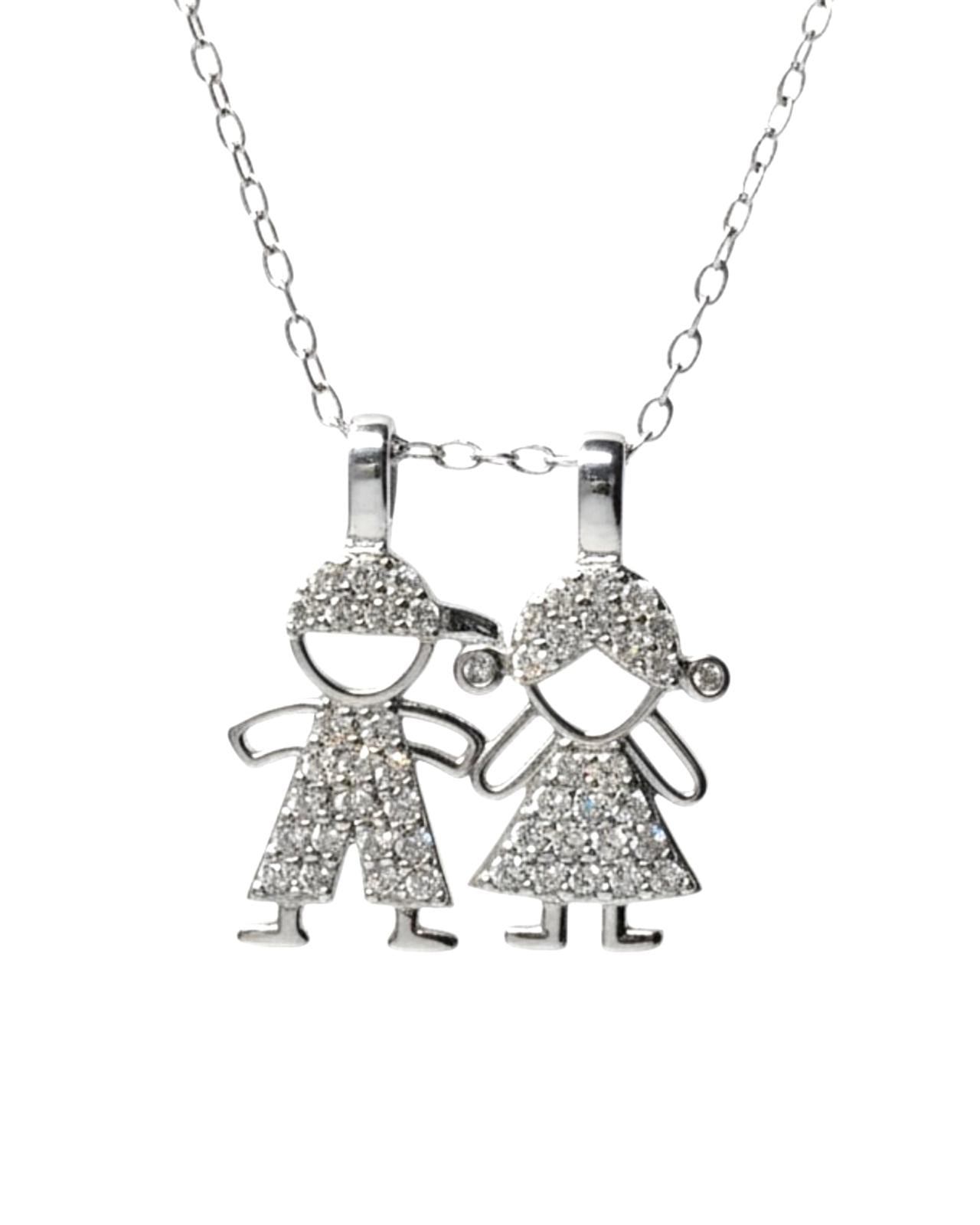 Necklace with Boy and Girl in Silver