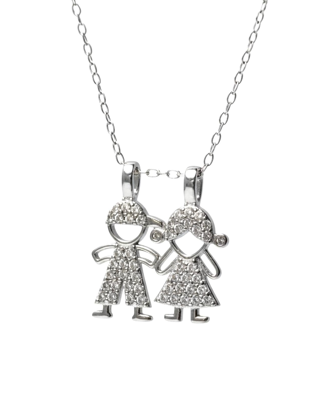 Necklace with Boy and Girl in Silver