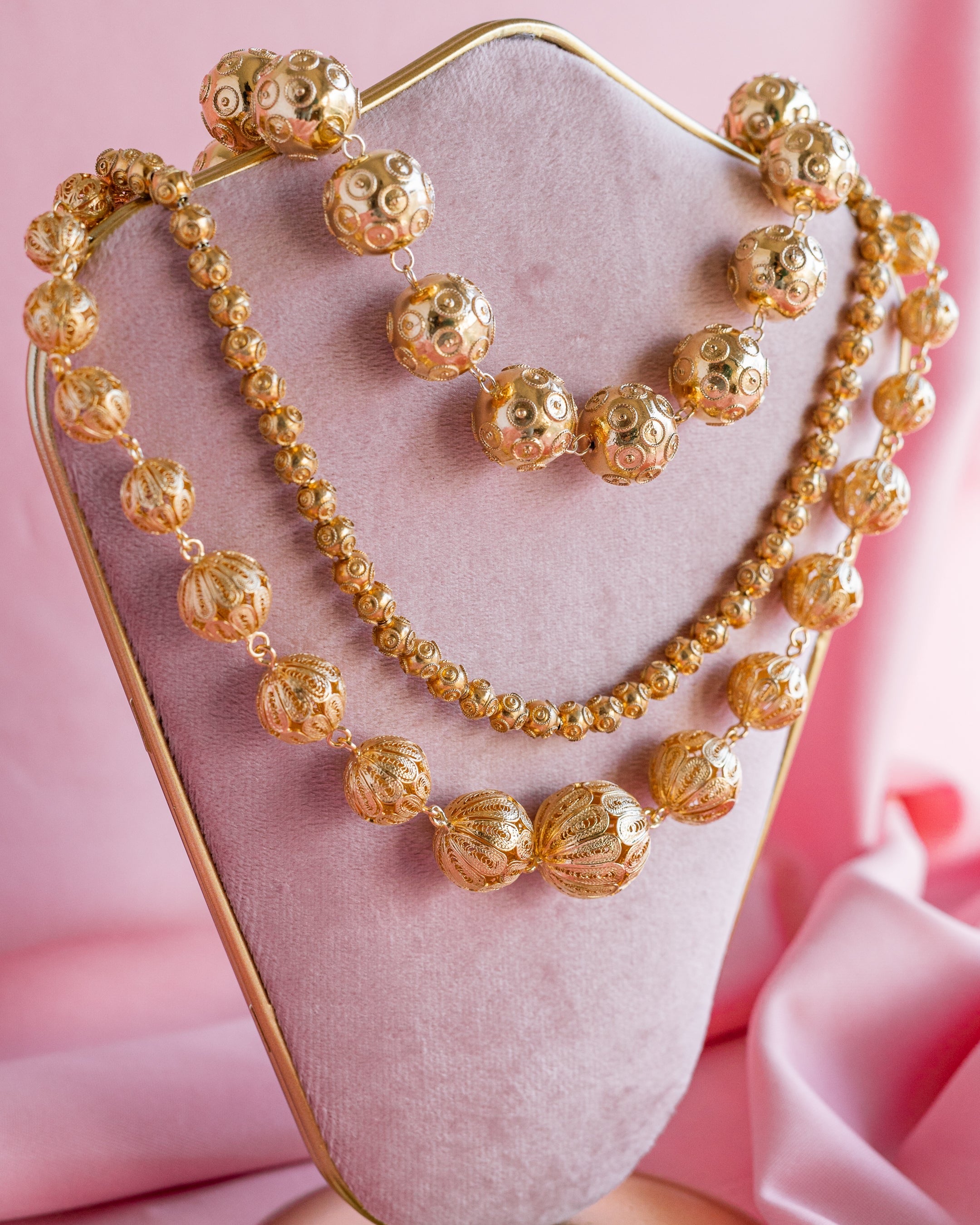 Viana Beads Necklace in Gold Plated Silver