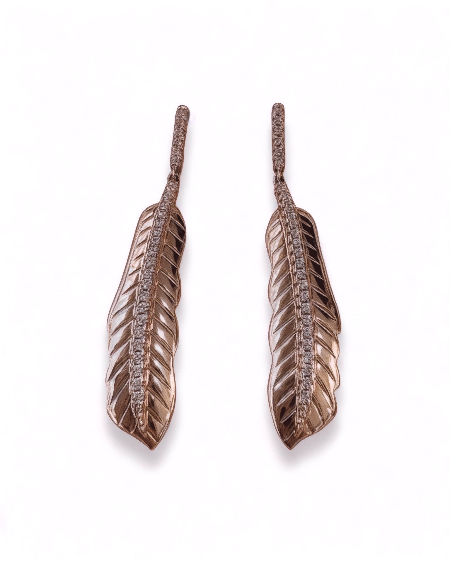 Feather Earrings in Rose Silver