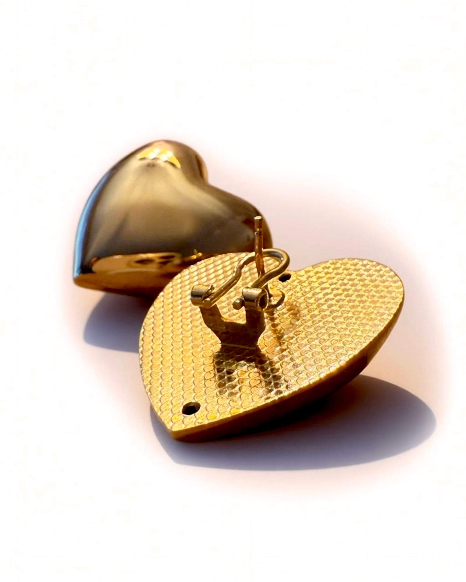 Full Heart Earrings in Gold-Plated Silver