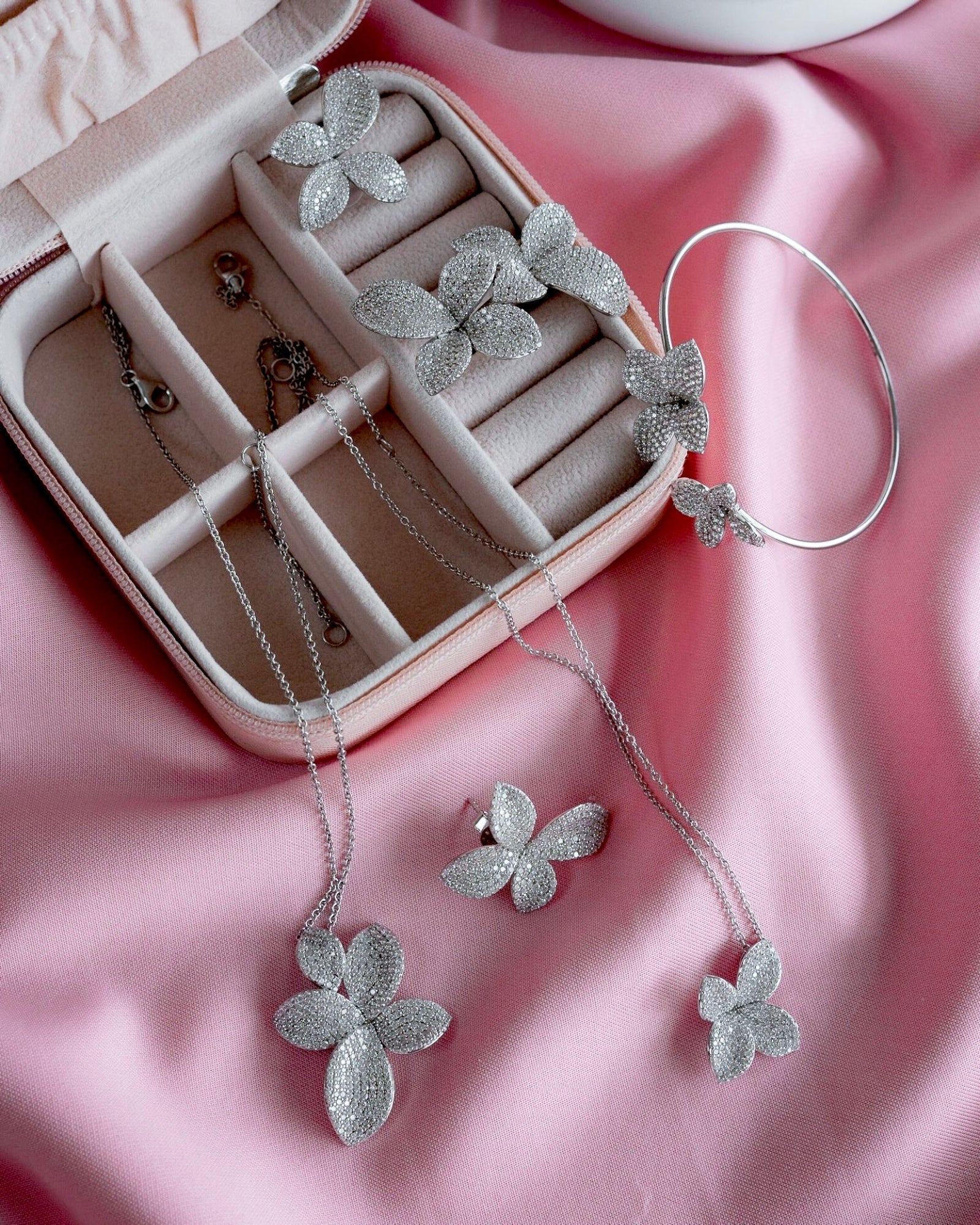 Silver Petal Earrings