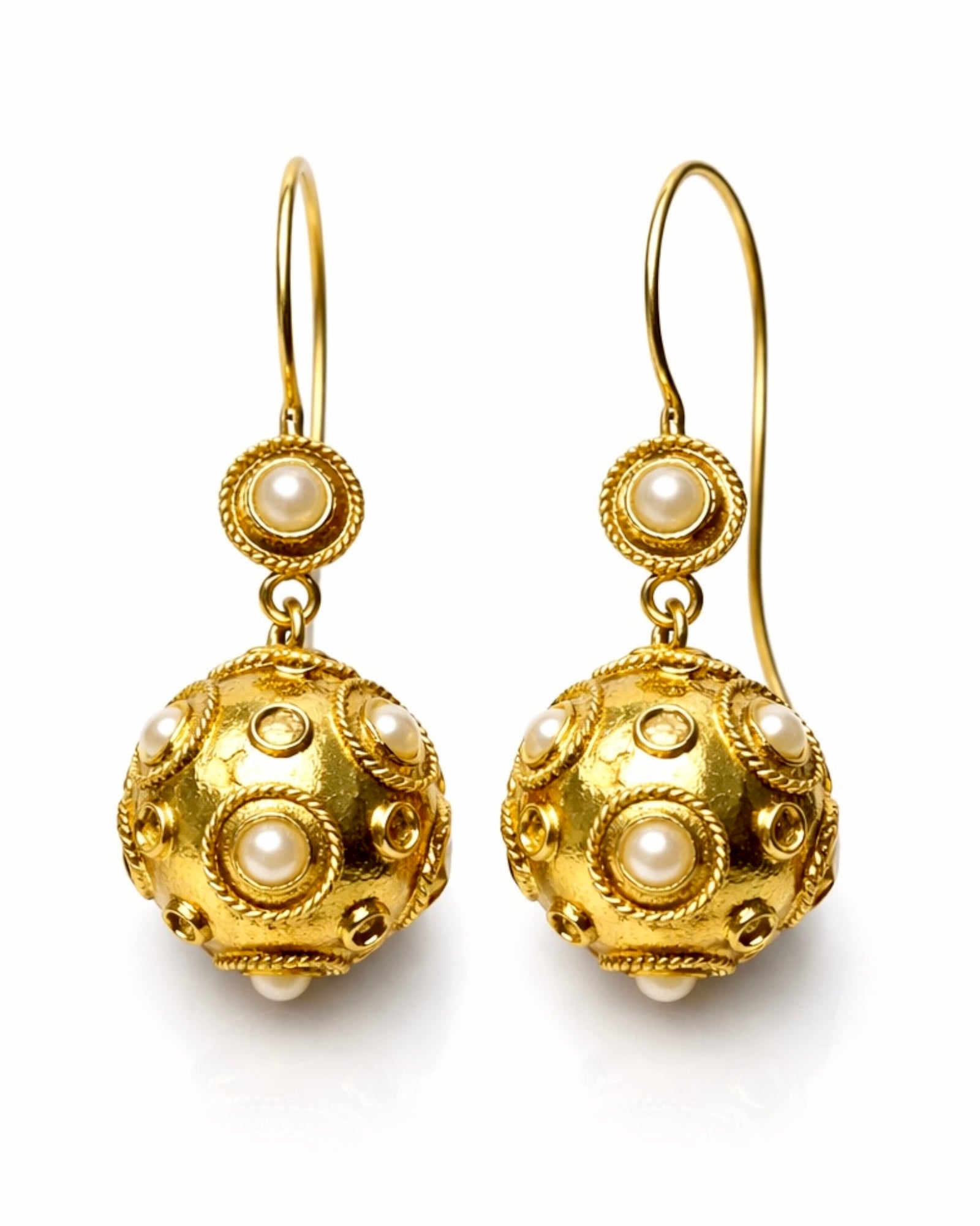 Brincos Conta de Viana em Prata Dourada (com gancho)