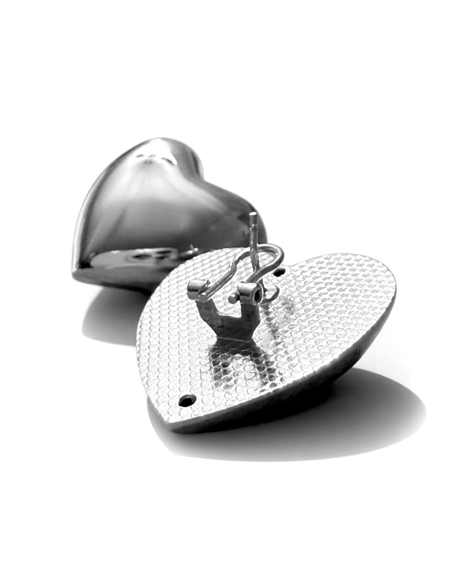 Full Heart Earrings in Silver