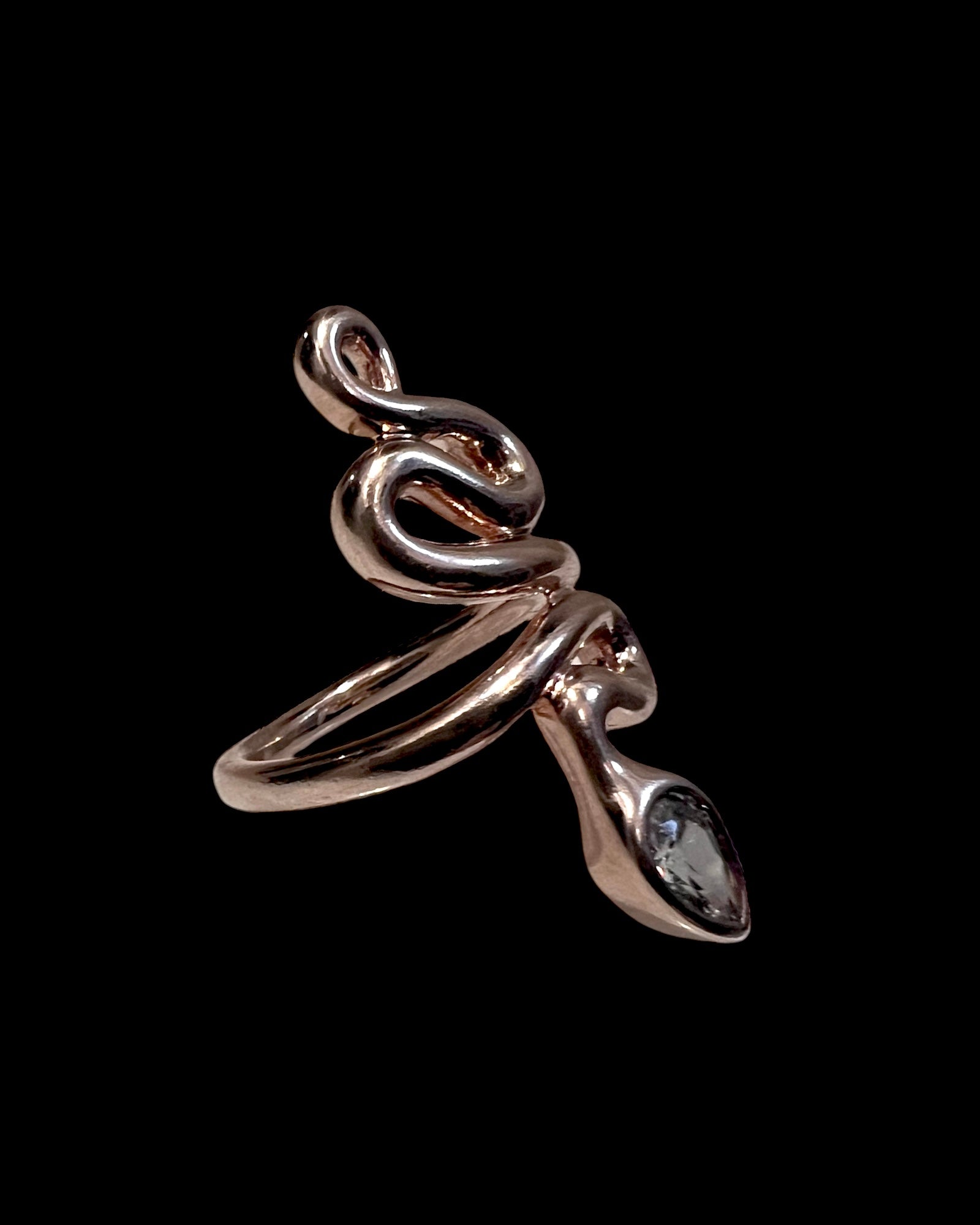 Snake Ring in Rose Silver