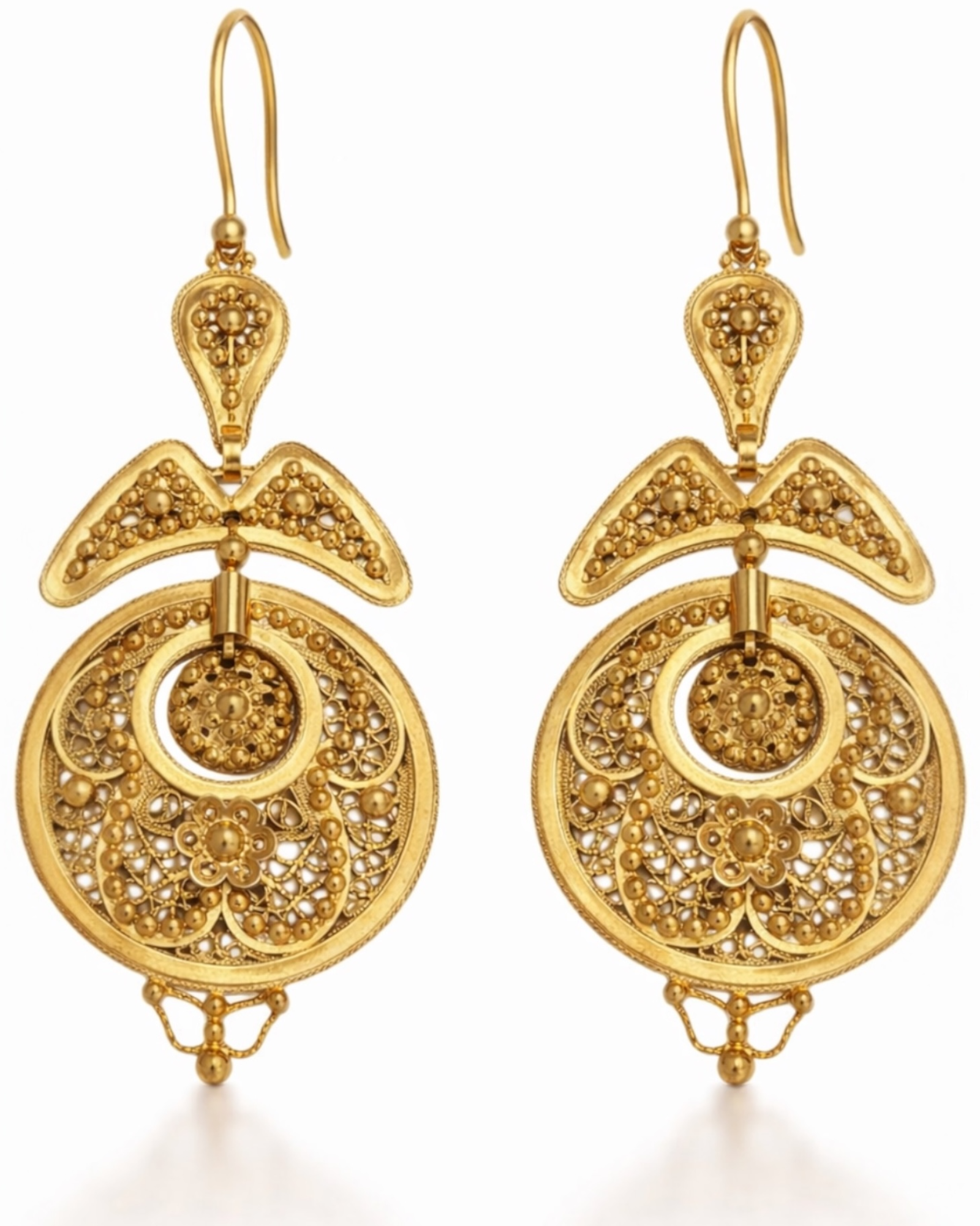 Filigree Princess Earrings in Gold-Plated Silver