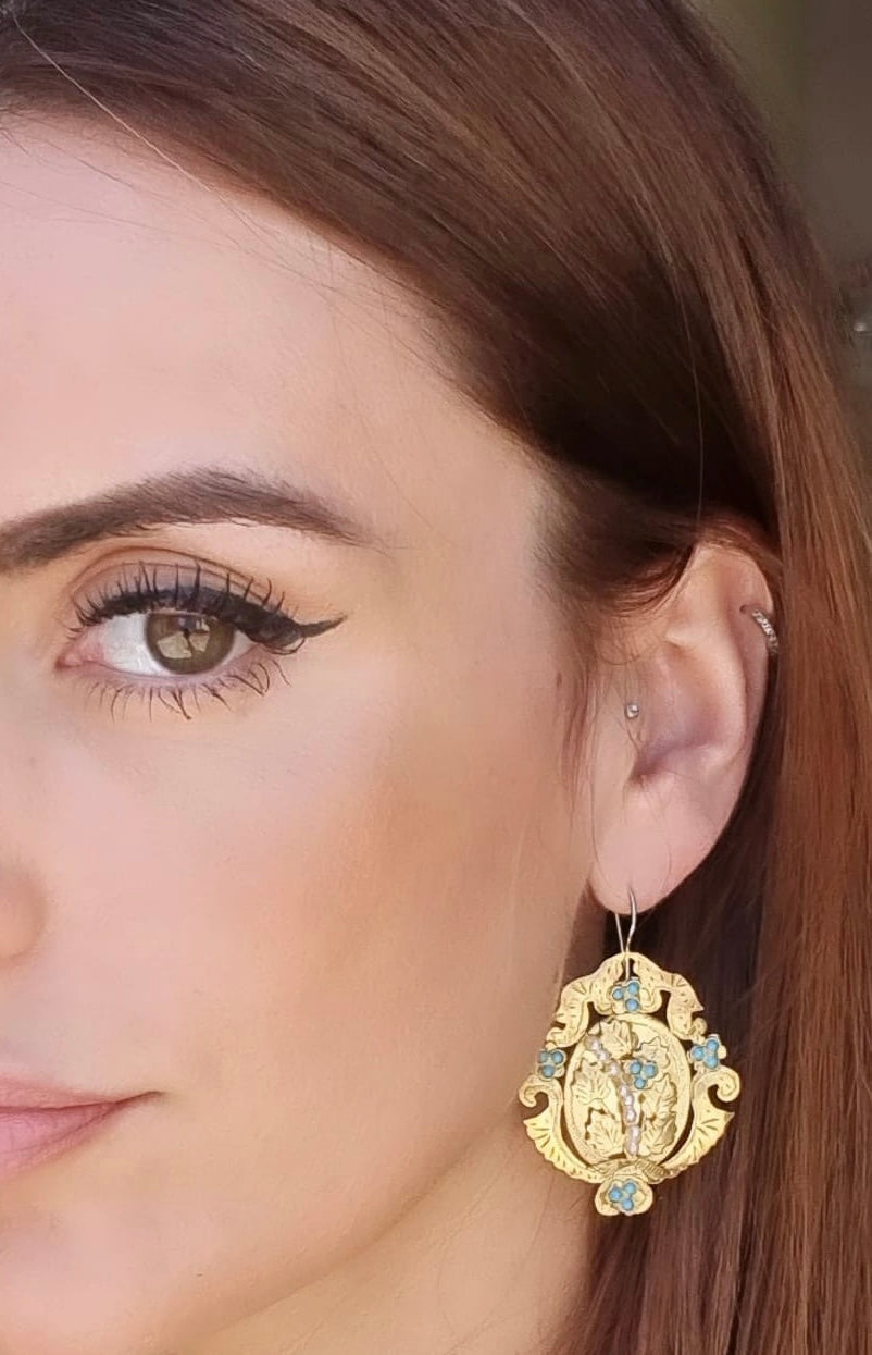 Filigree Gold Plated Silver Earrings