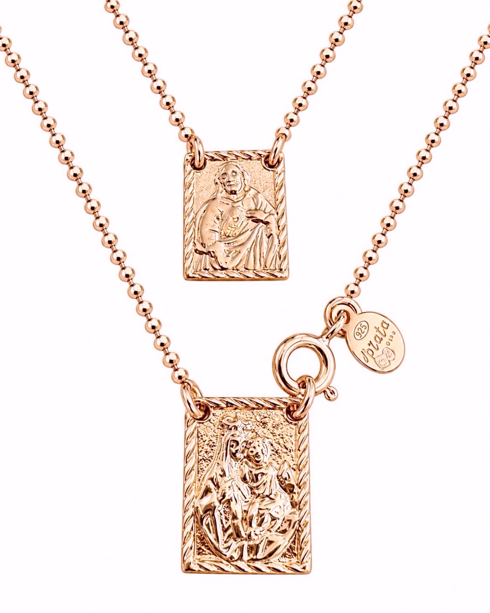M - Rose Silver Sphere Mesh Scapular