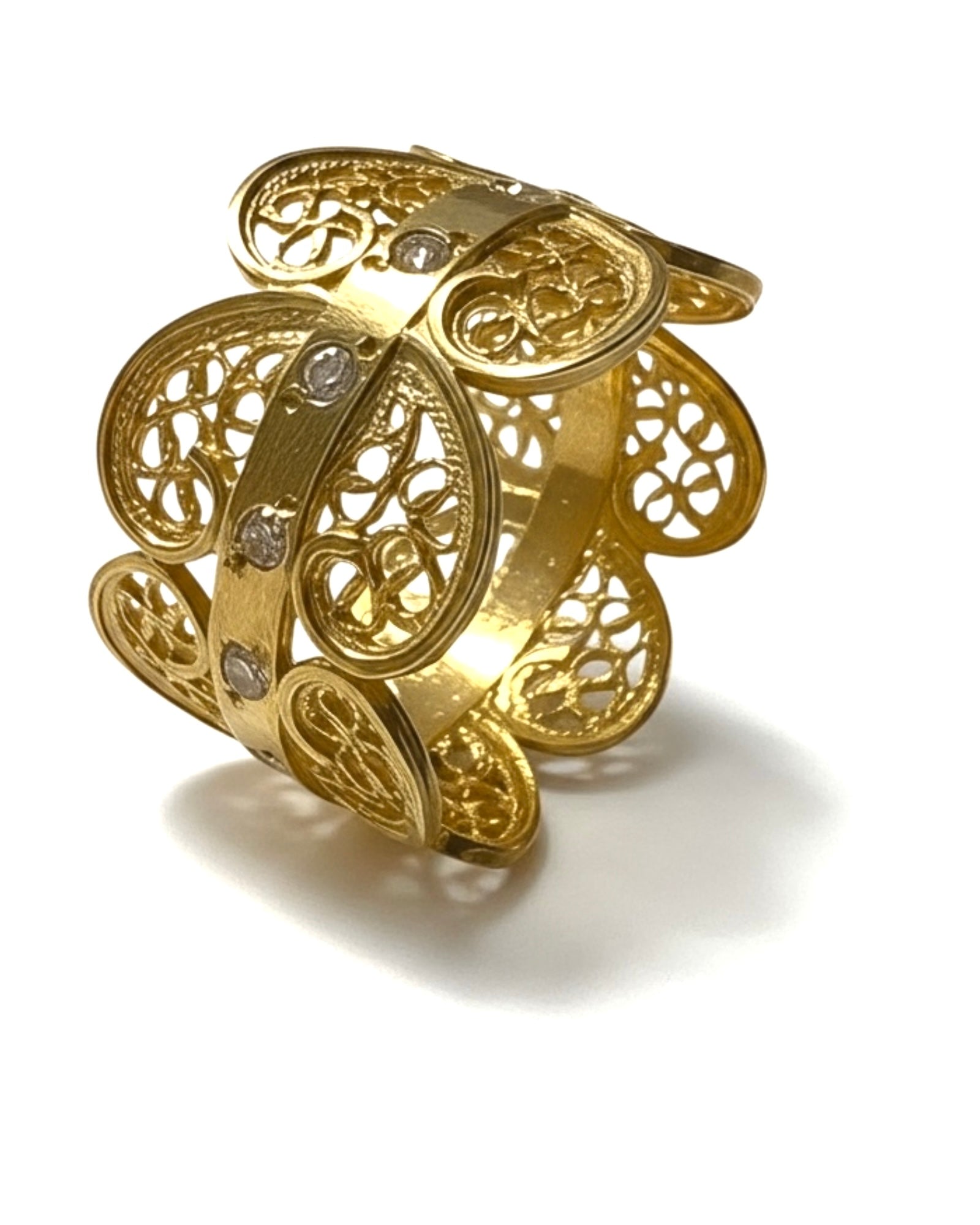 Anel de Filigrana em Prata Dourada