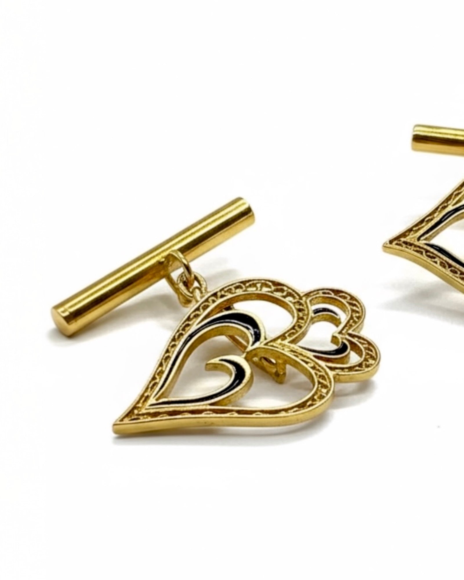 Viana Heart Cufflinks in Gold Plated Silver