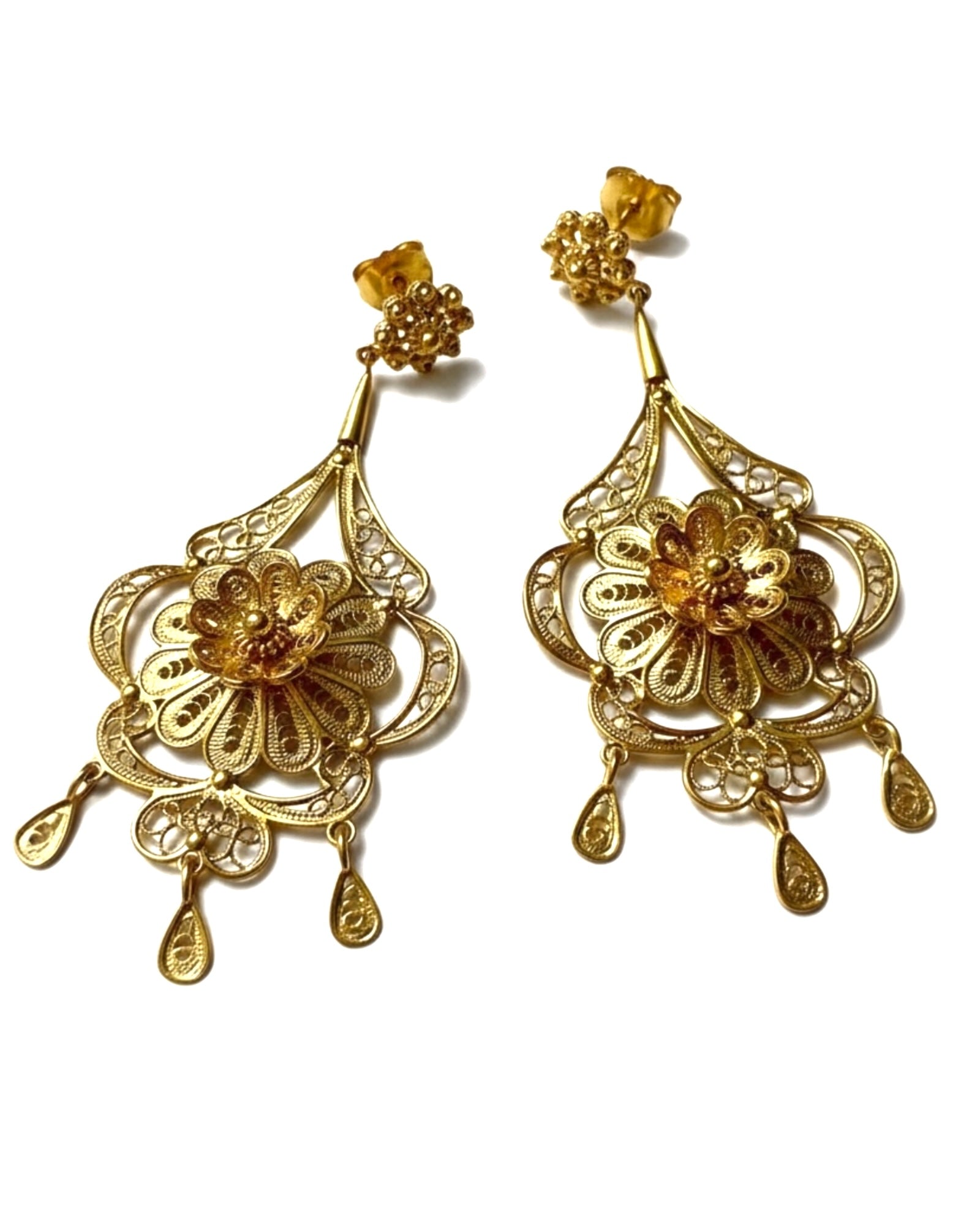 Filigree Earrings in Gold-Plated Silver