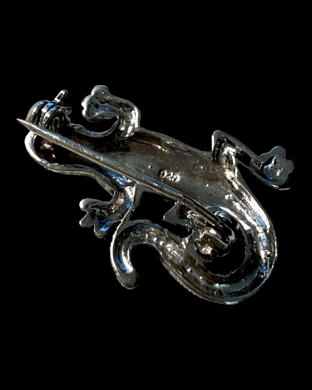 Alfinete Lagarto com Marcassites em Prata