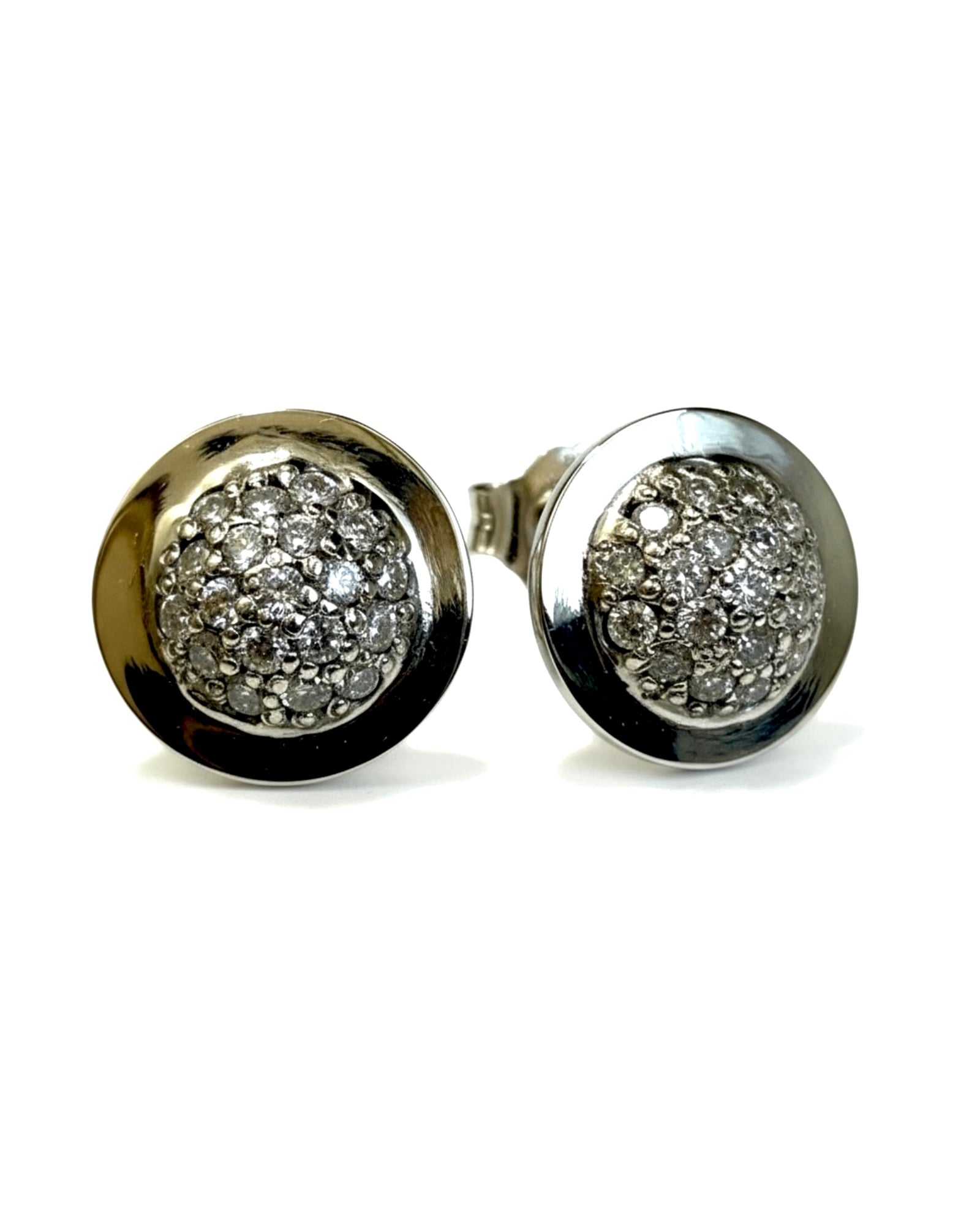 Round Earrings with Sparkle in Silver and Gold