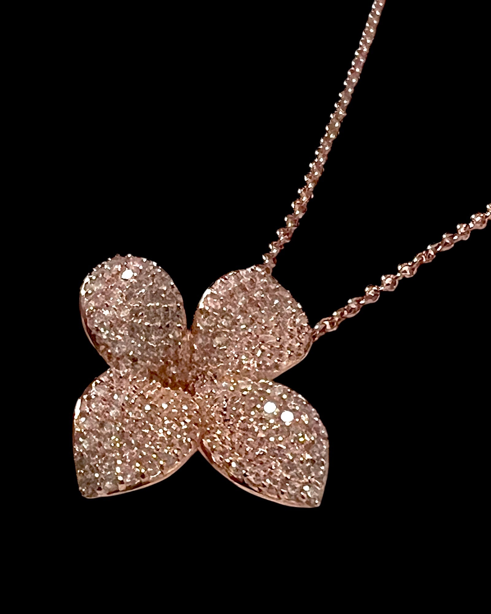 Pink Silver Petal Necklace