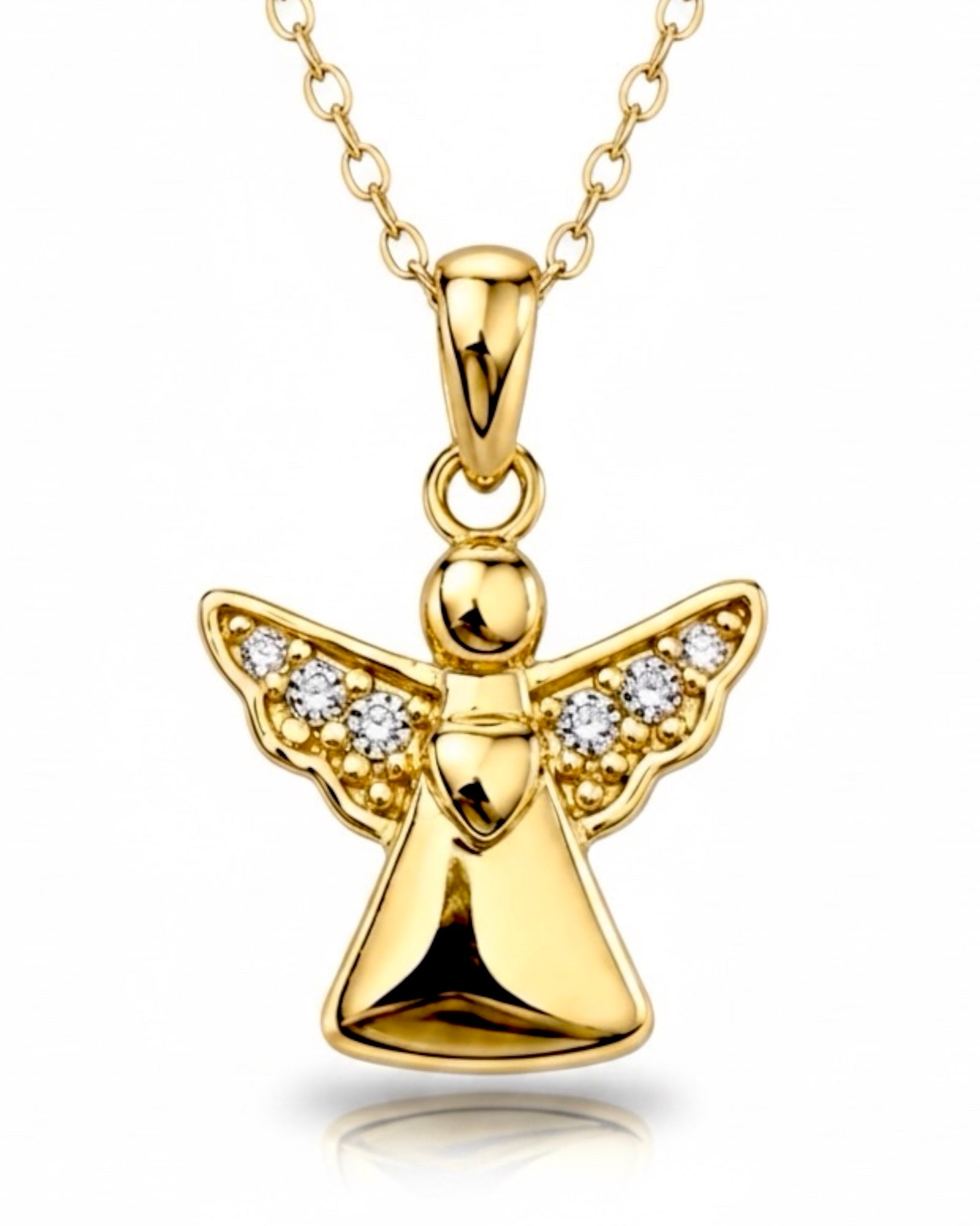 Colar Anjo em Prata Dourada