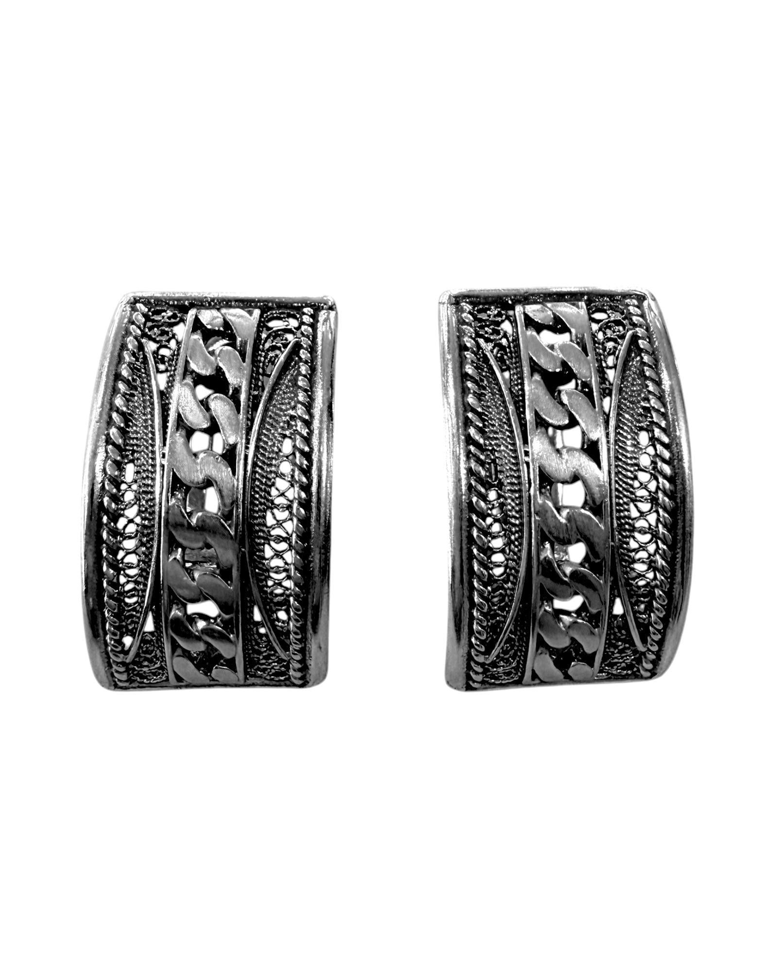 Filigree Shawl Earrings in Silver and Gold Plated Silver