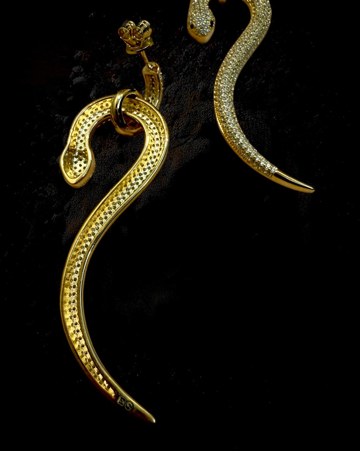 Snake Earrings in Gold-Plated Silver