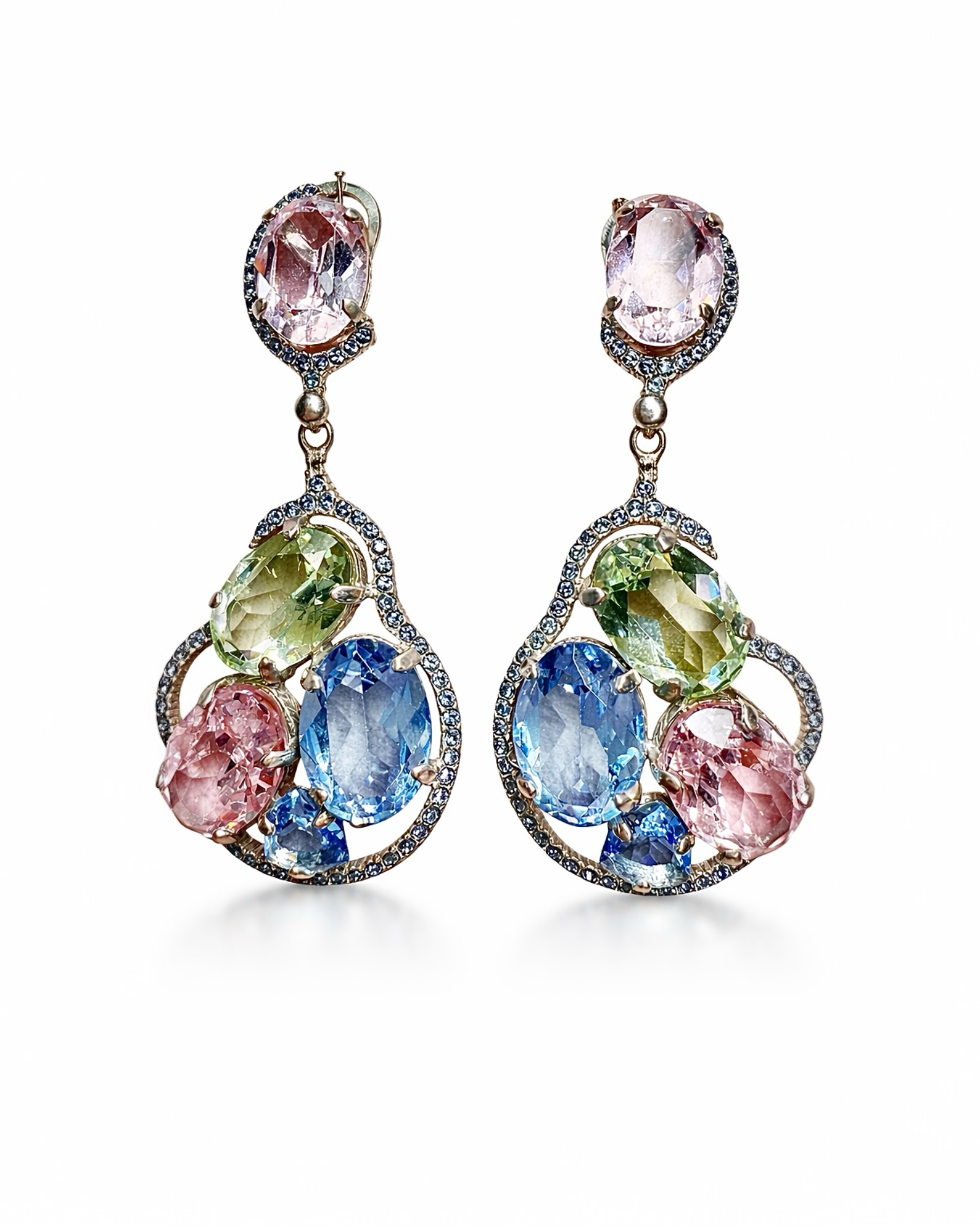 Colorful Party Earrings in Silver