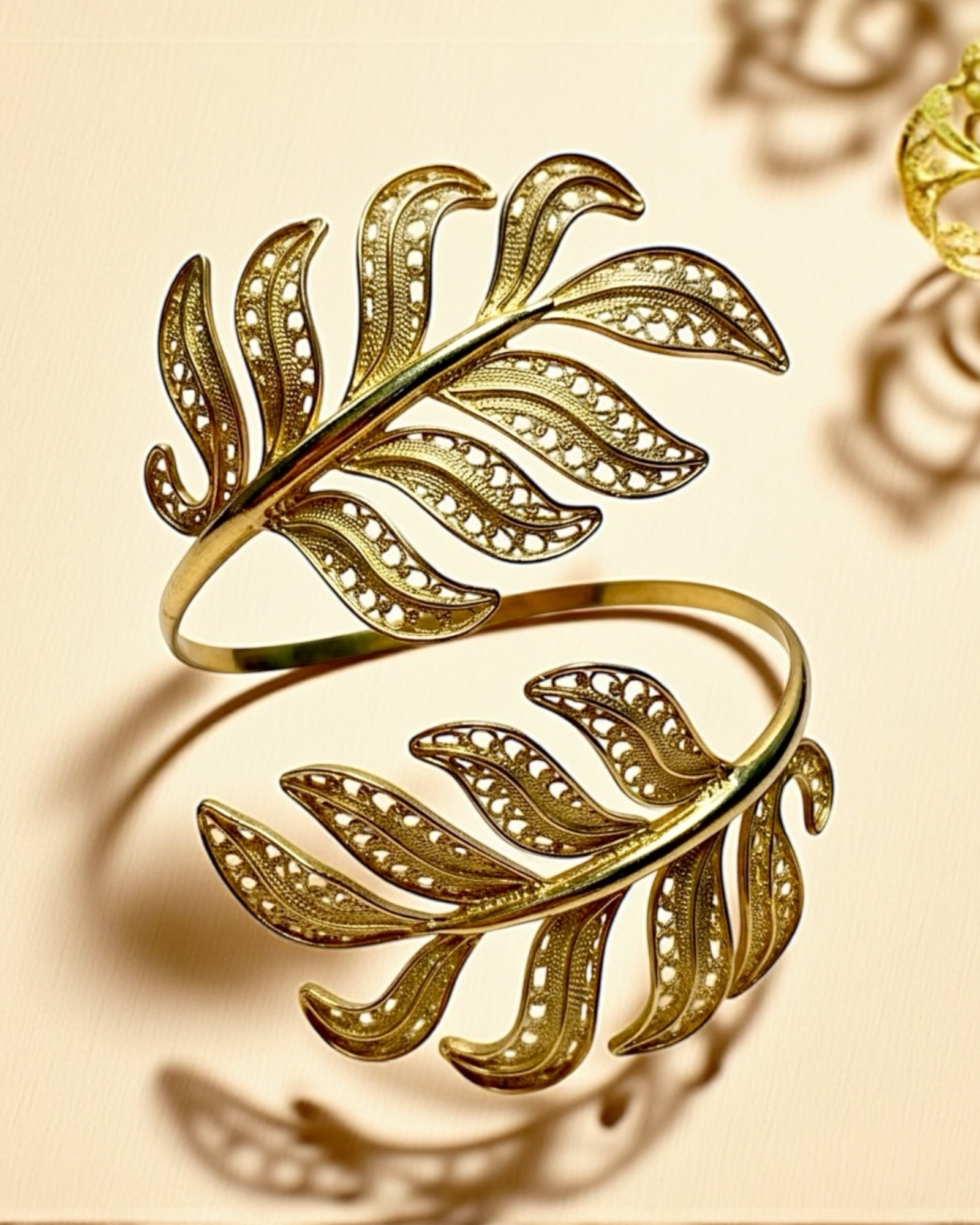 Filigree Leaf Bracelet in Gold-Plated Silver