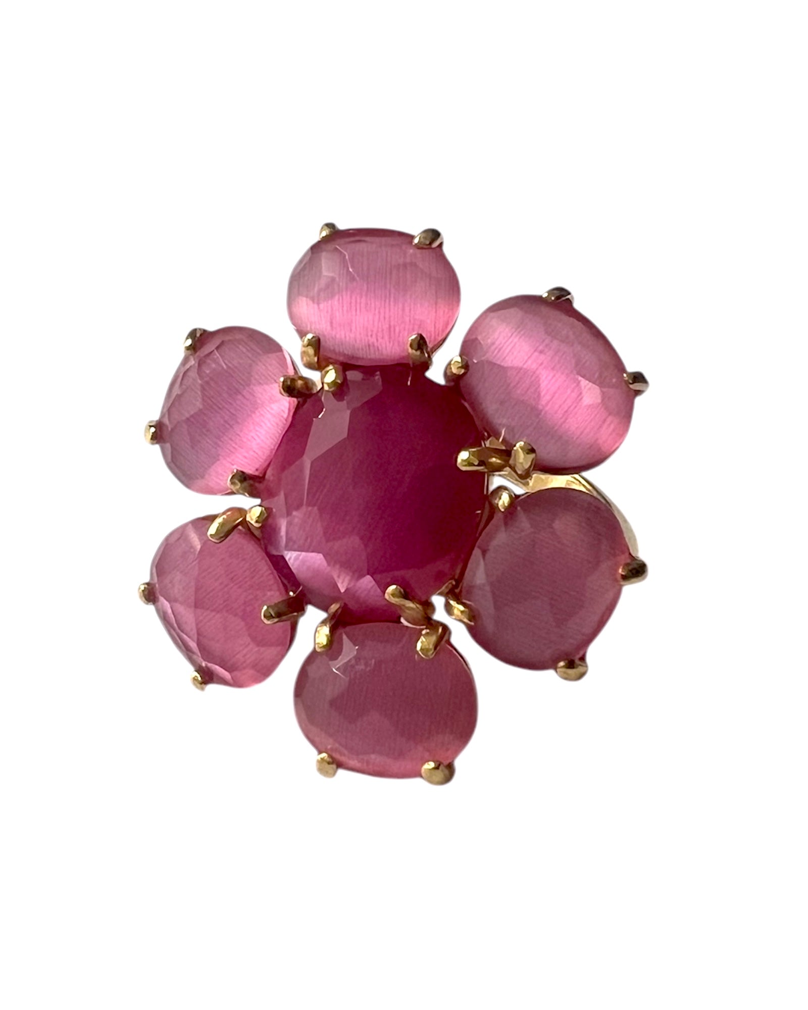Anel Flor Cor-de-Rosa em Prata Rosa