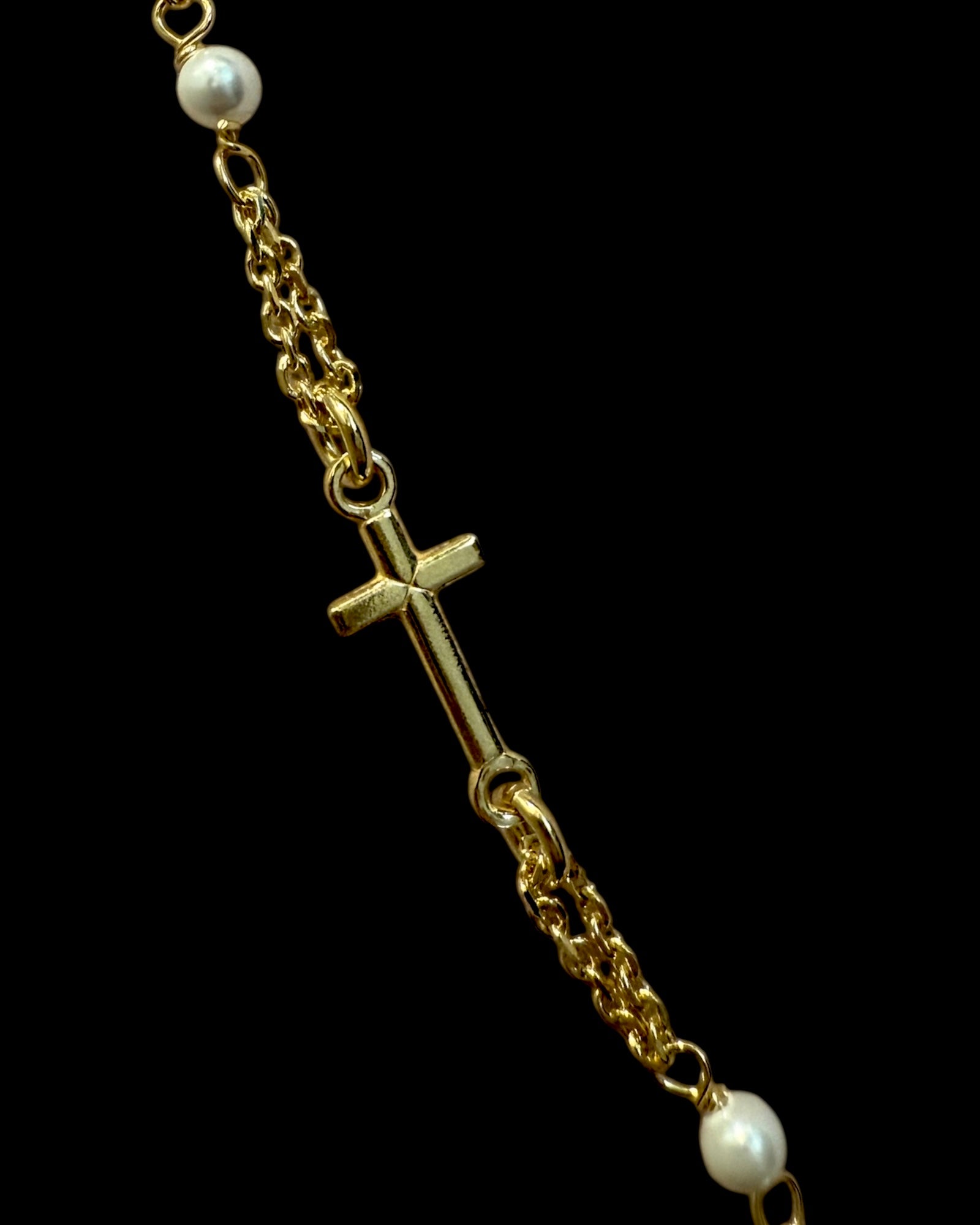 Filigree Pearl Necklace in Gold Plated Silver