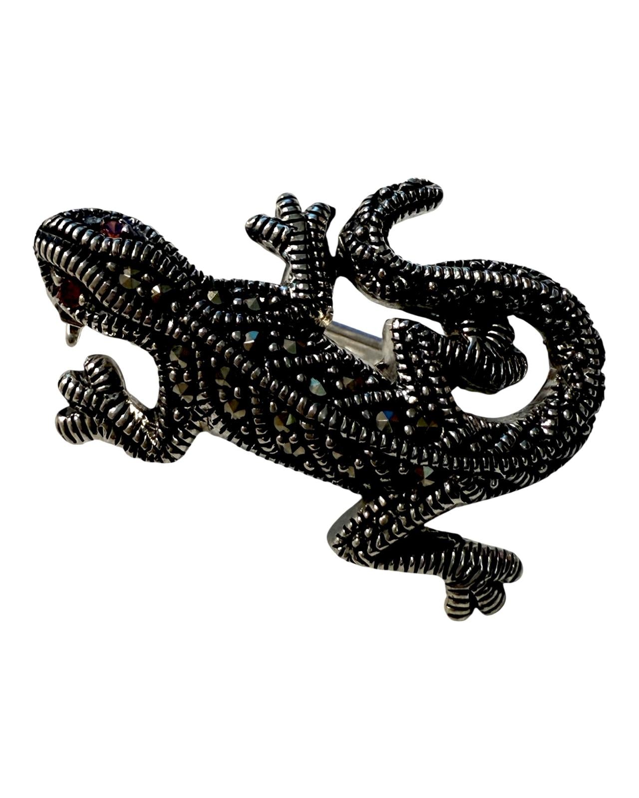 Alfinete Lagarto com Marcassites em Prata