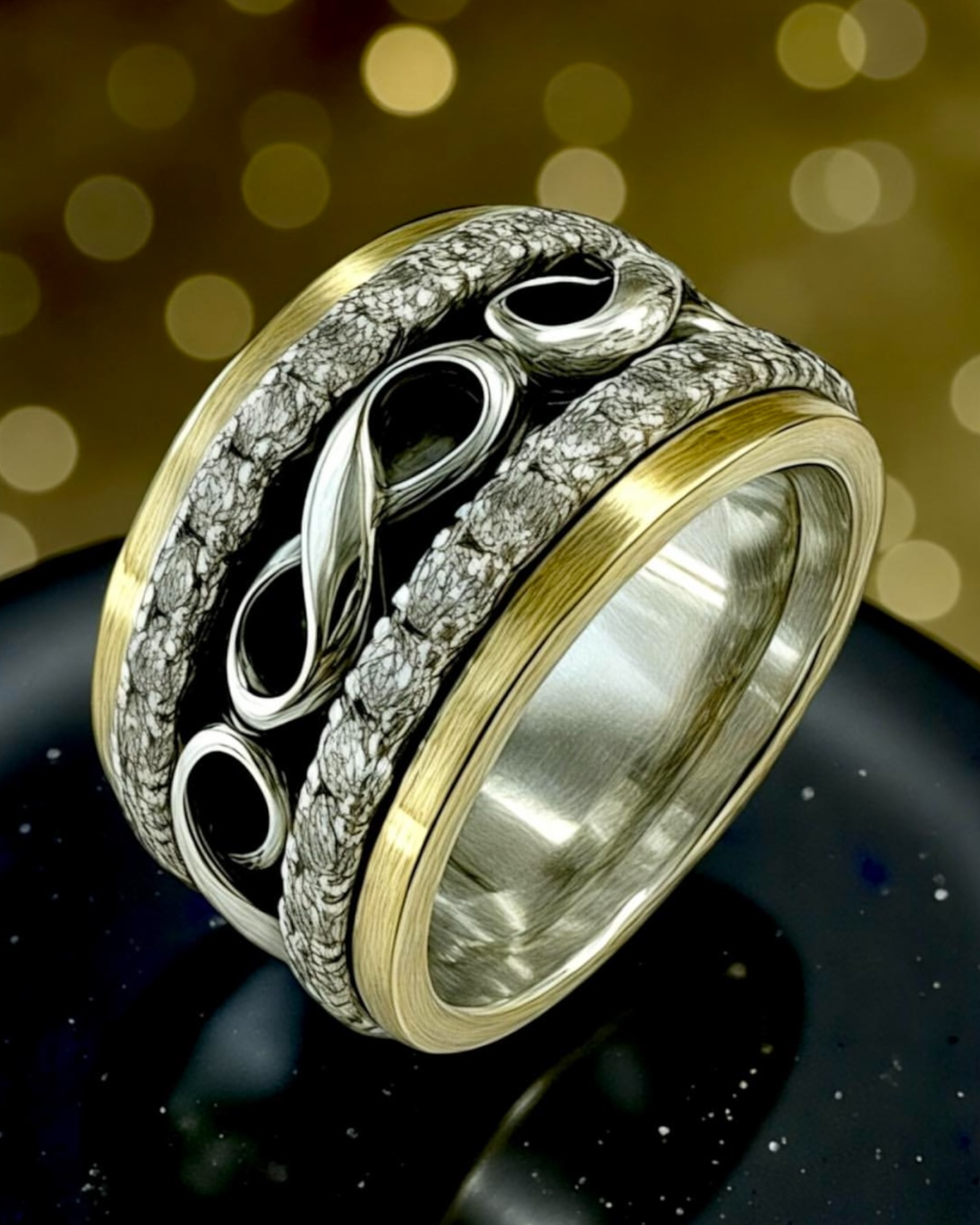 Infinite Anti-Stress Ring/Wedding Band in Silver and Gold