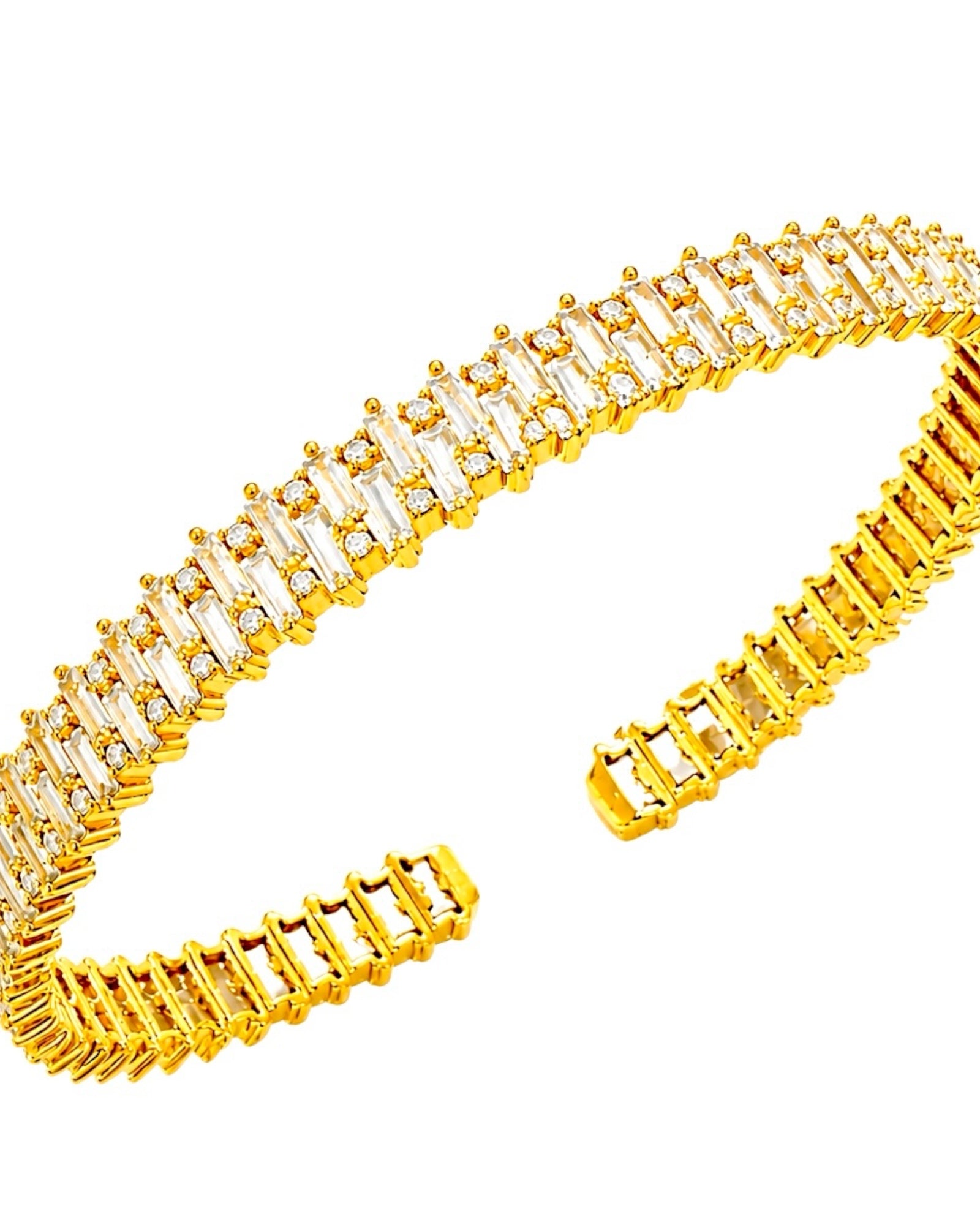 Pulseira / Escrava Baguetes em Prata Dourada