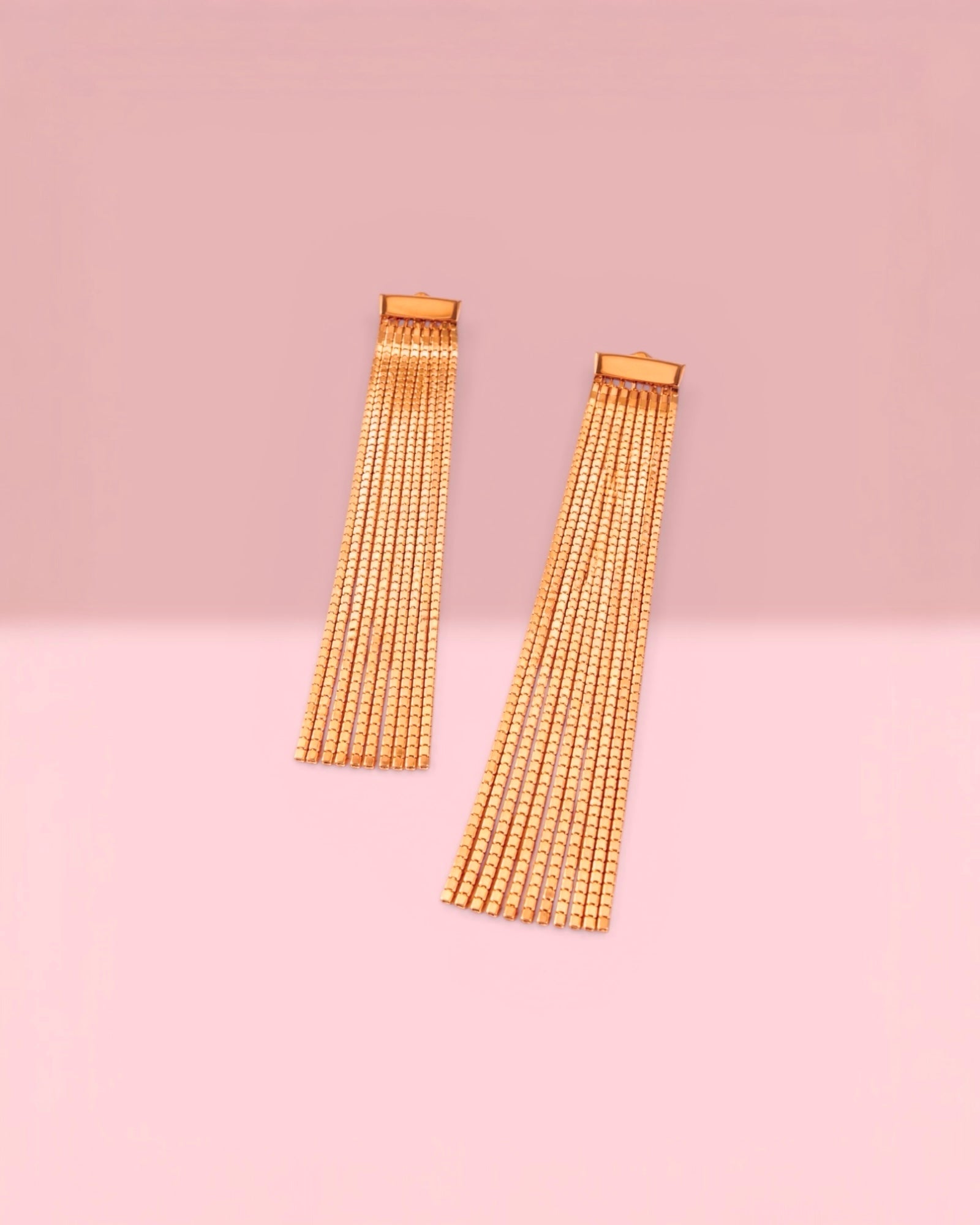 Brincos Compridos em Prata Rosa