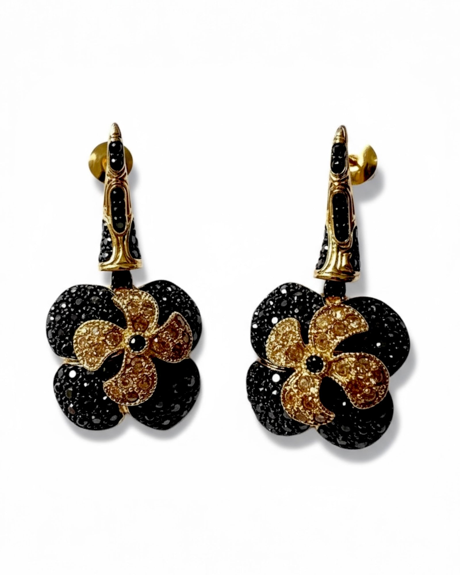 Gold-plated silver flower earrings