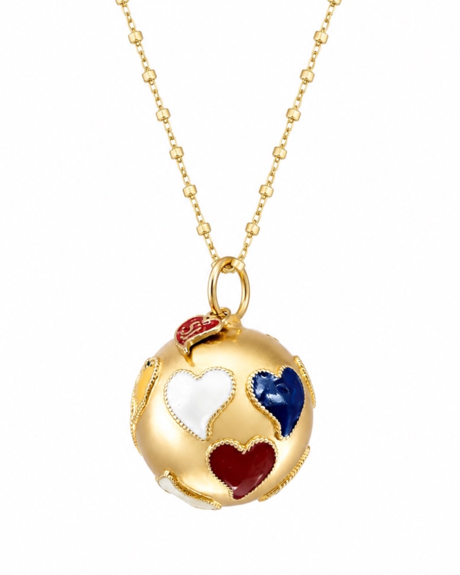 Colar Conta Colorida em Prata Dourada