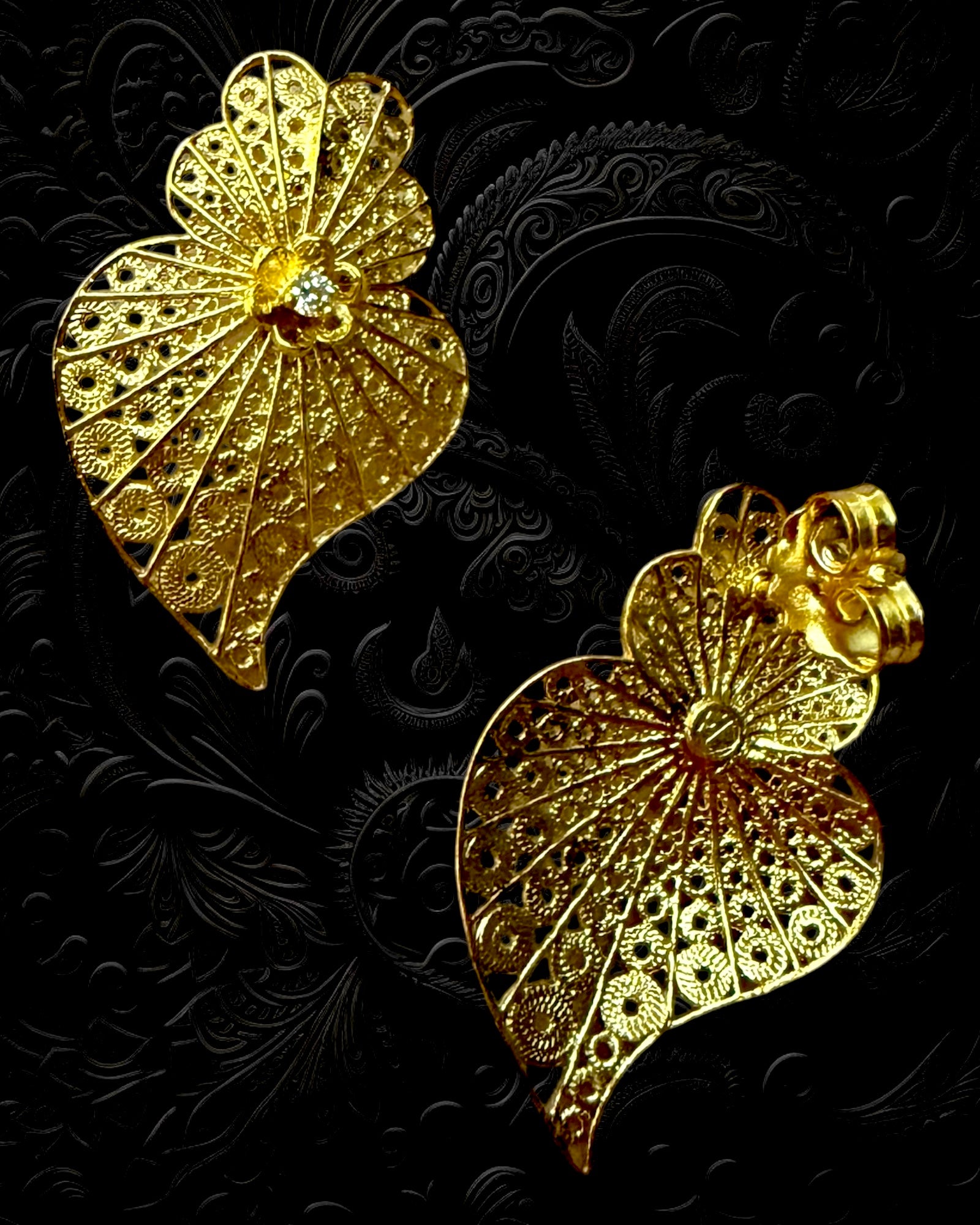 Viana Heart Earrings in Gold Plated Silver