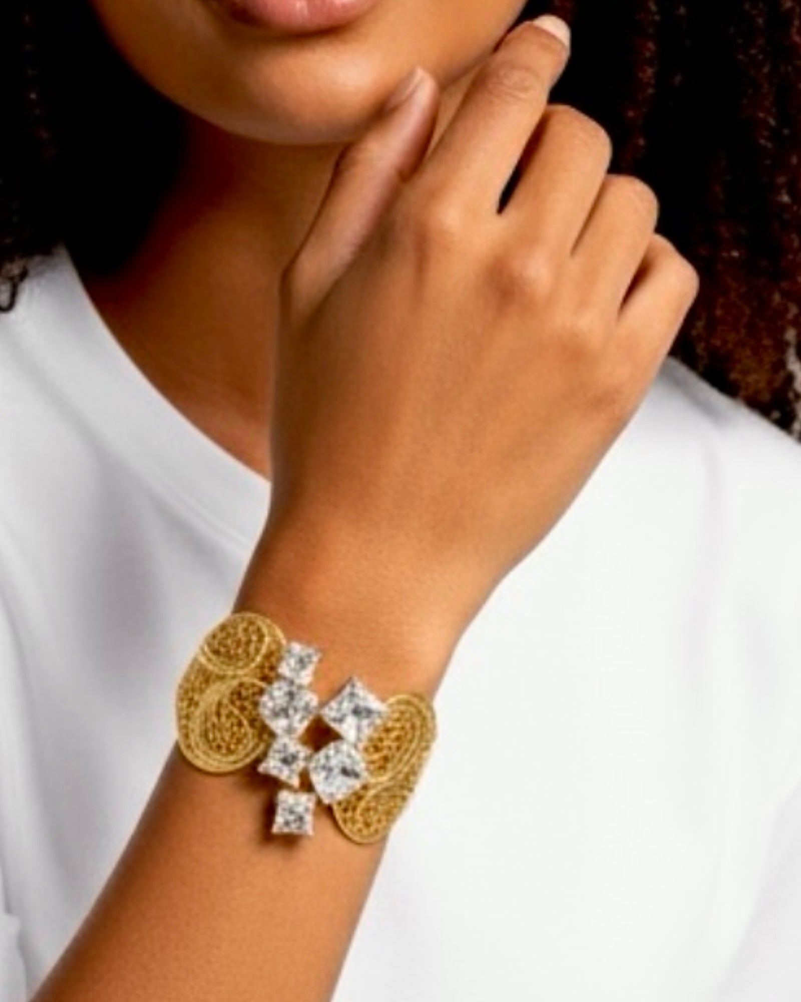 Pulseira Escrava em Filigrana de Viana e Prata Dourada