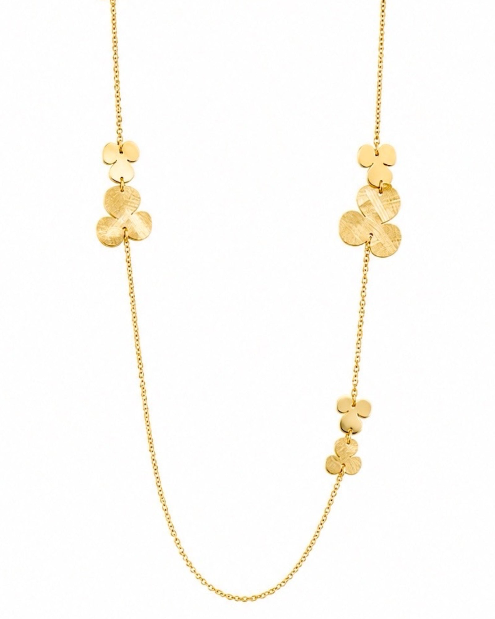 Colar com Flores em Prata Dourada