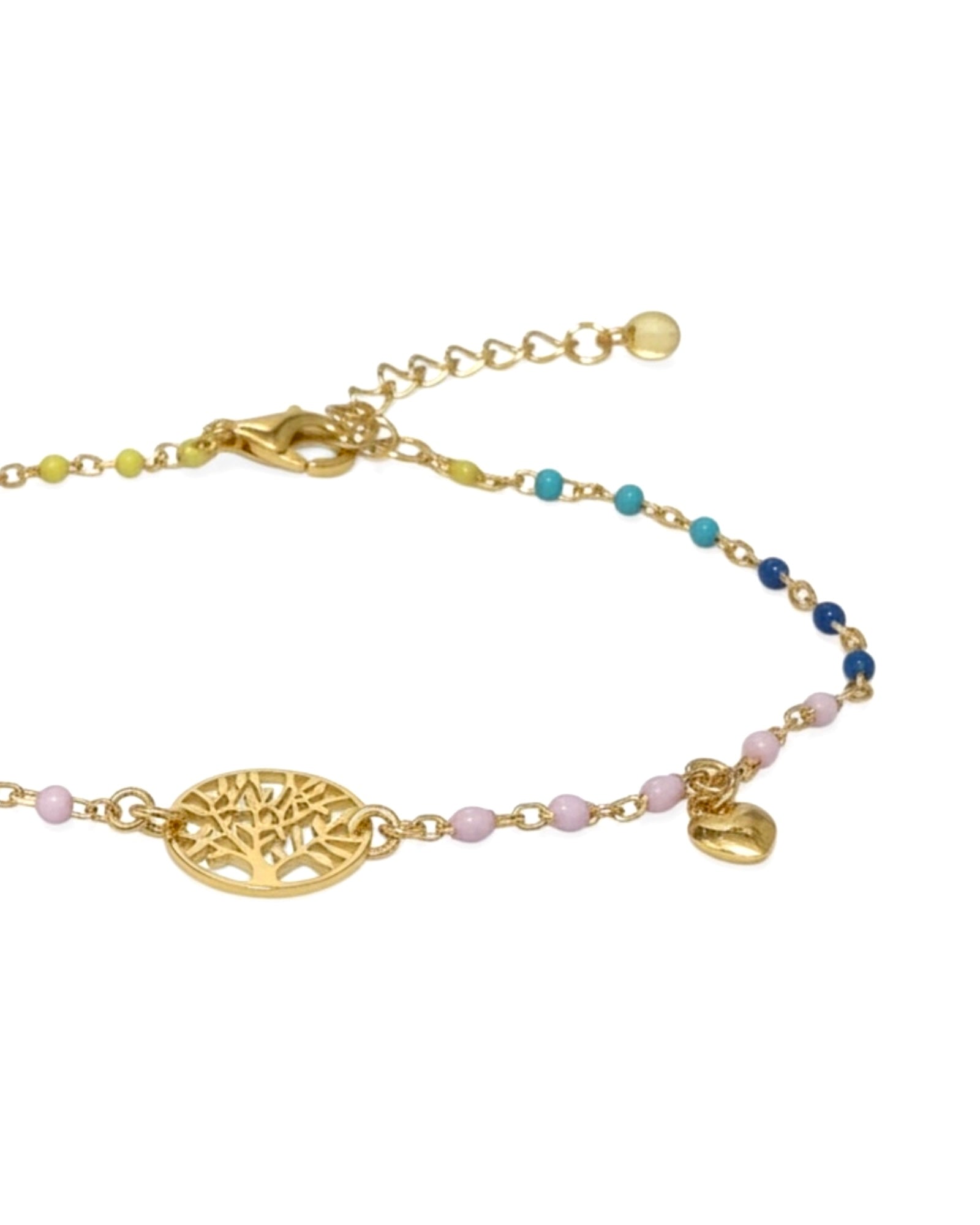Pulseira Árvore da Vida Colorida em Prata Dourada