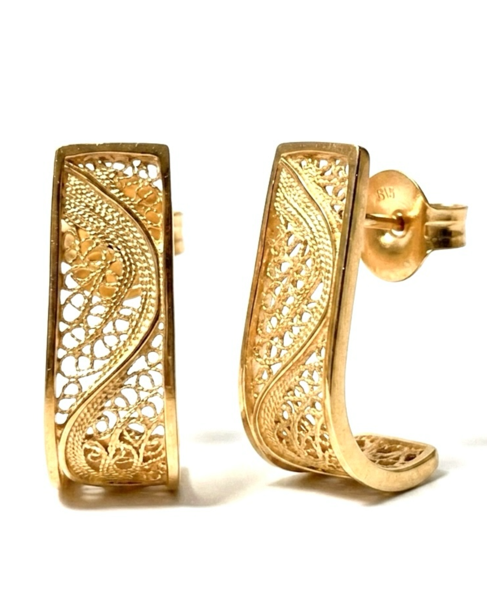 Filigree Princess Earrings in Gold-Plated Silver