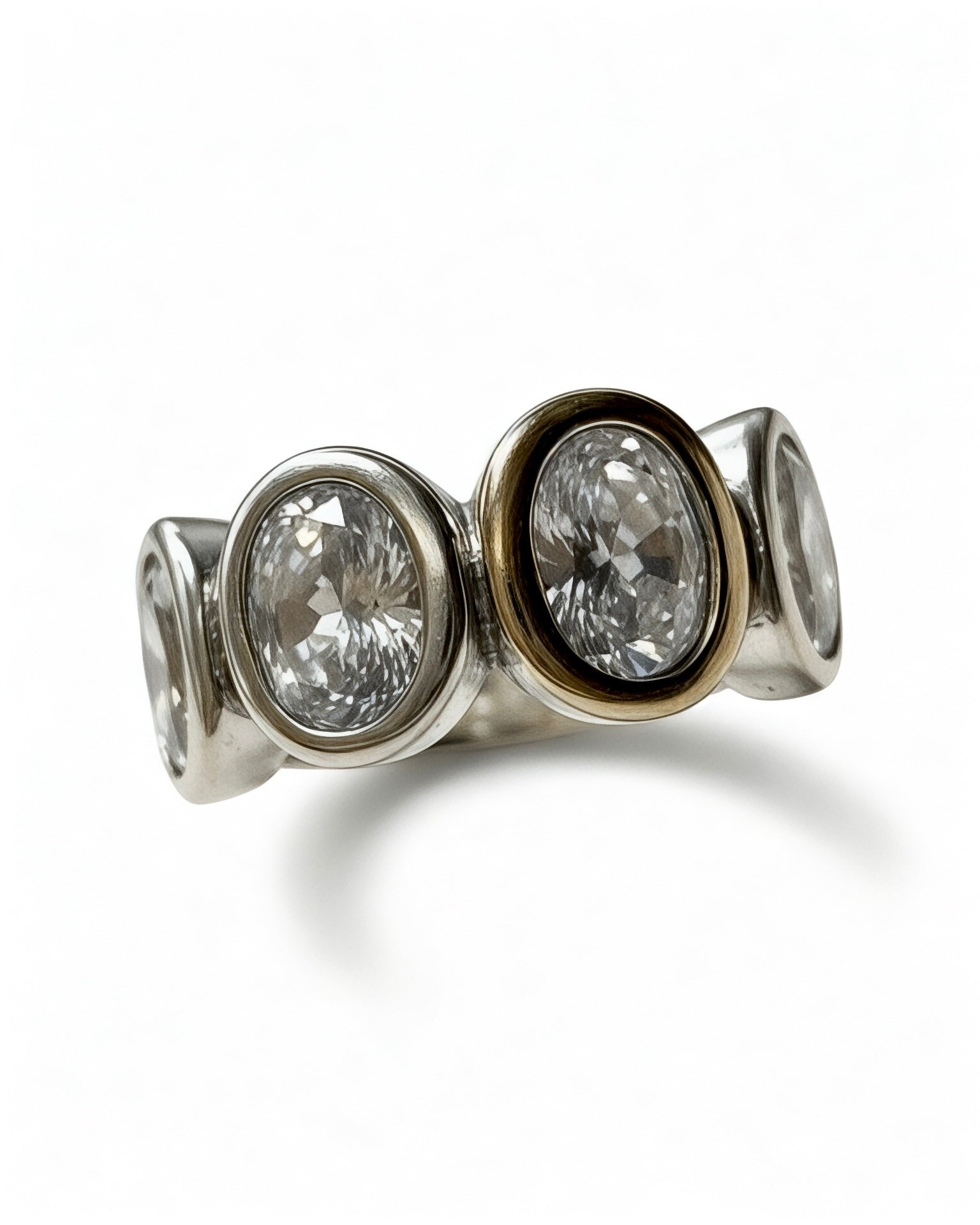 Silver and Gold Ring with Sparkle