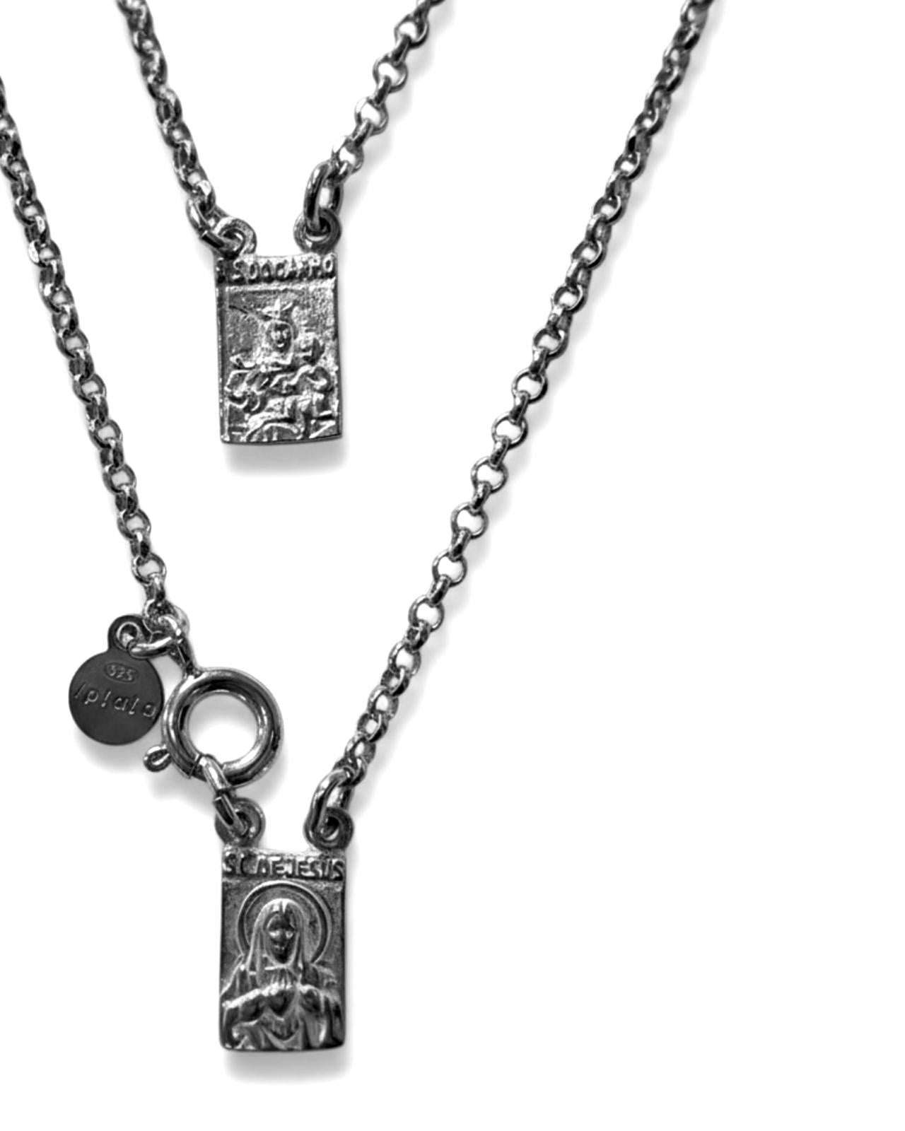 S- Traditional Mesh Scapular in White Silver