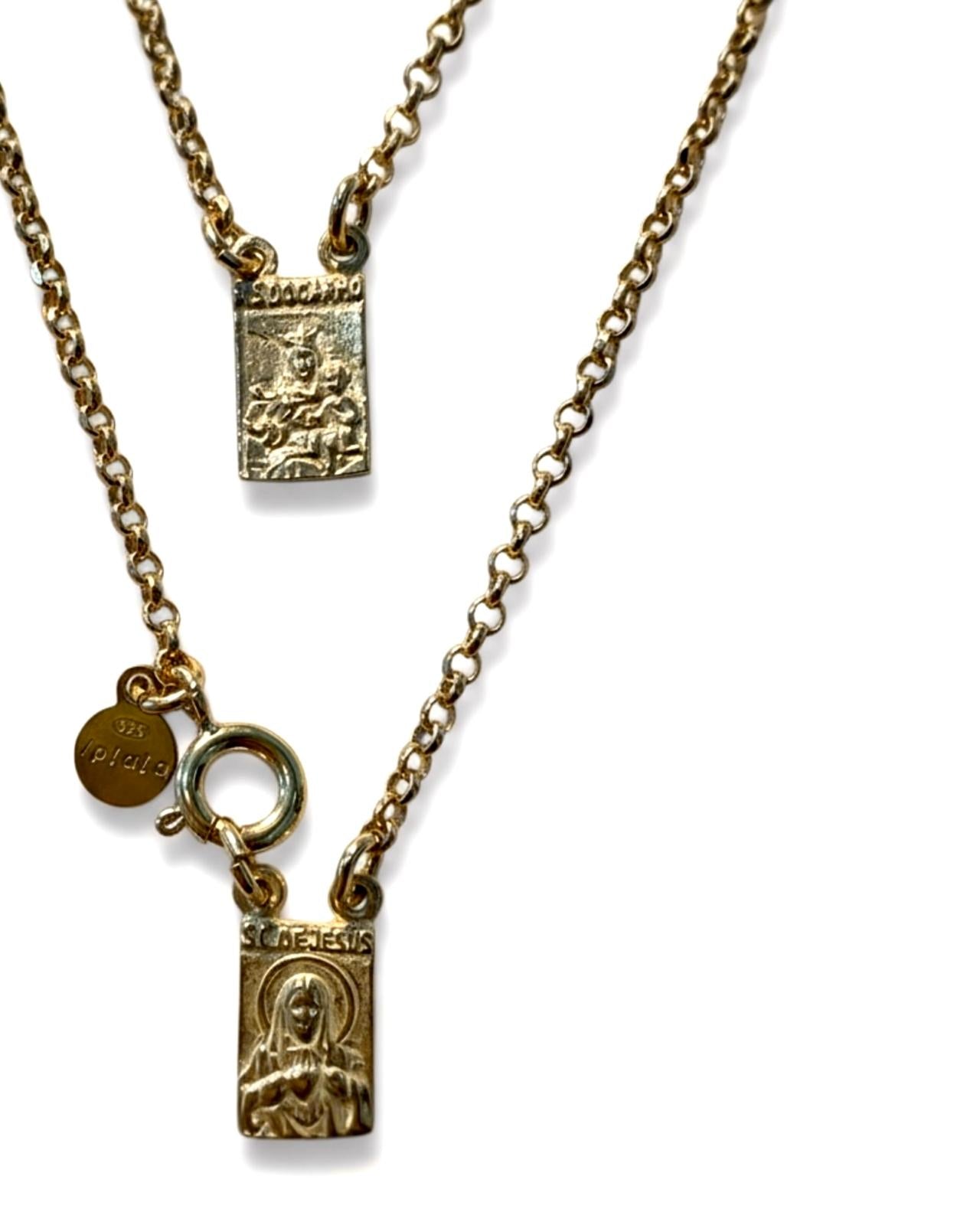 S - Traditional Mesh Scapular in Gold-Plated Silver