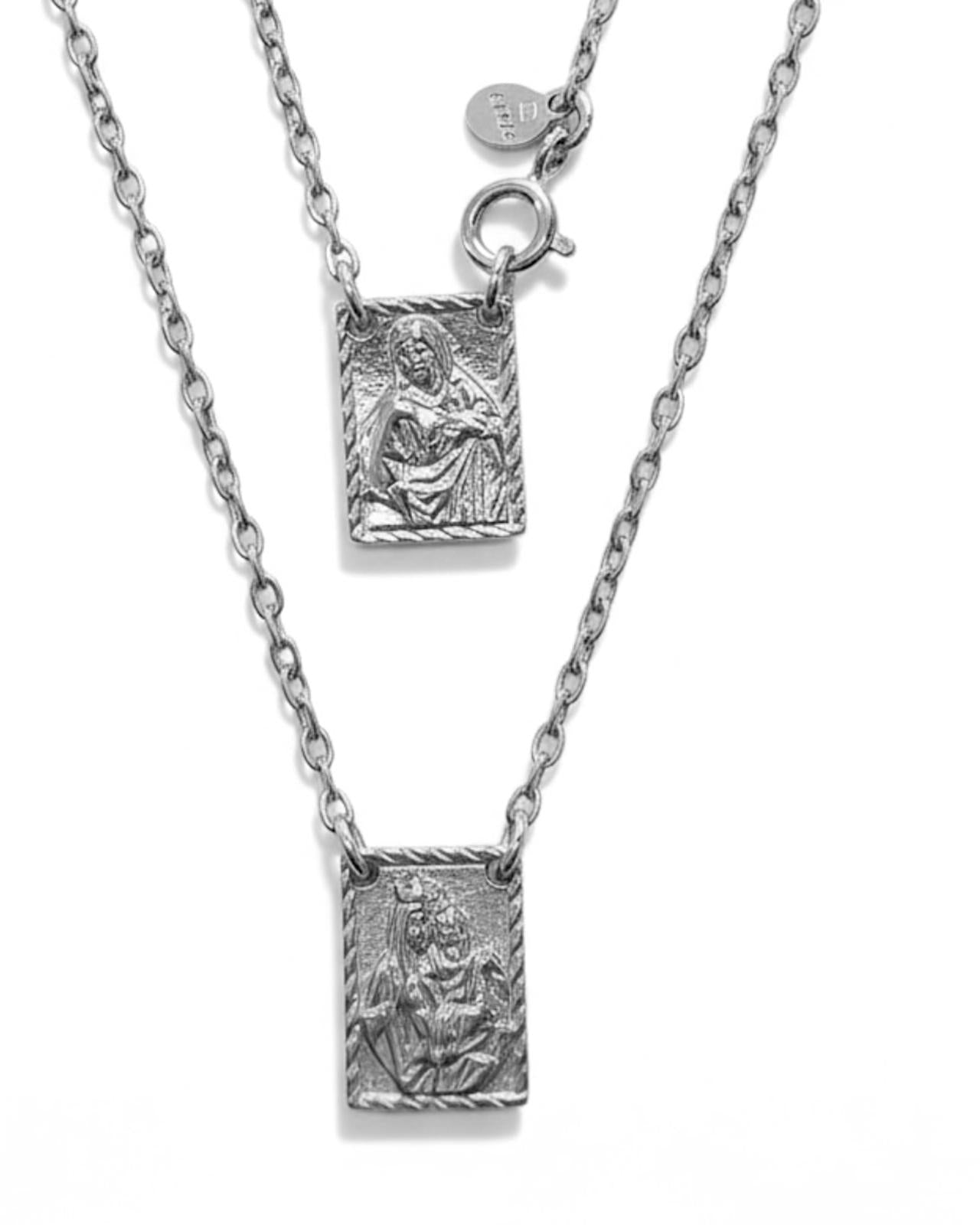 L- Escapulário Homem Malha Tradicional em Prata